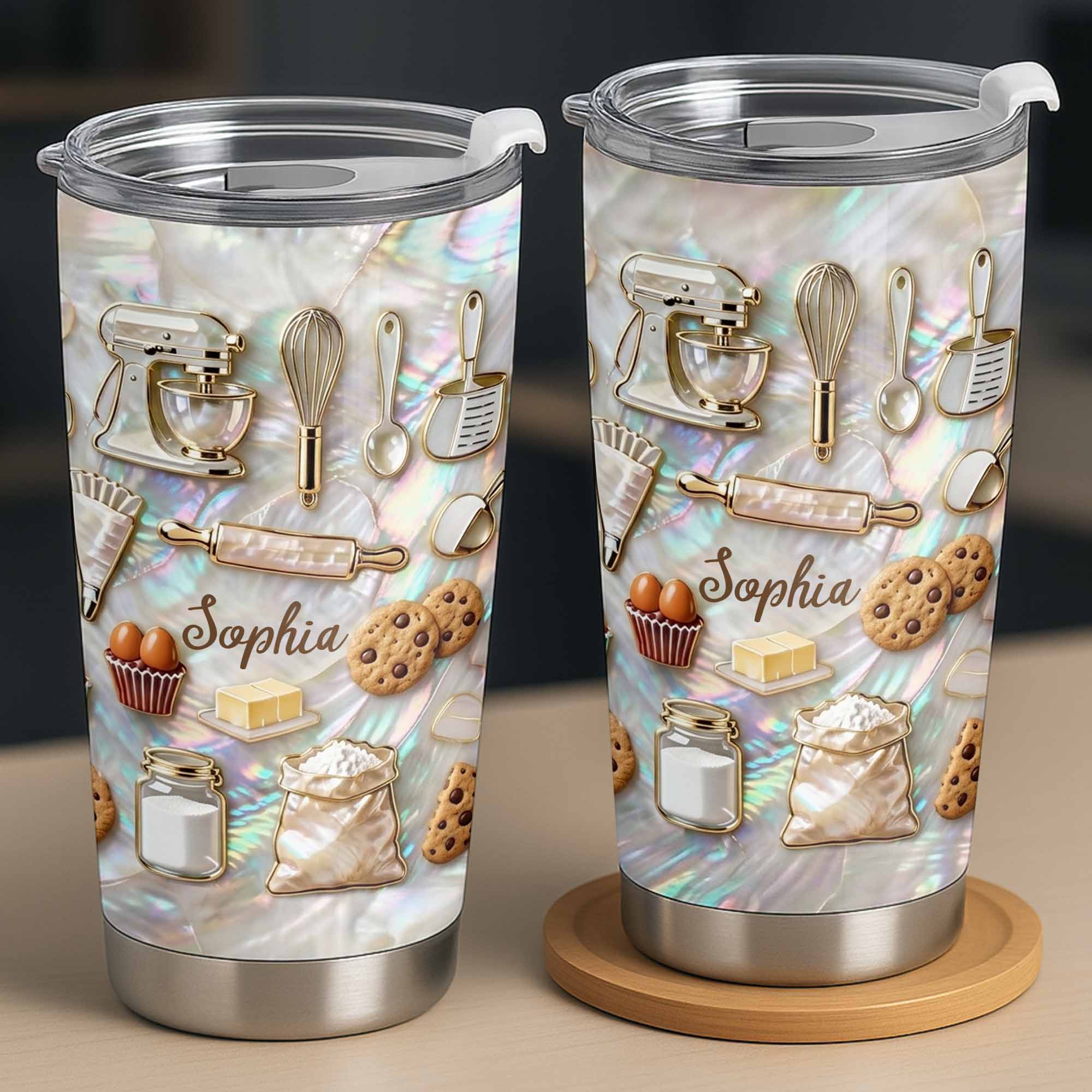 A Baker's Heart Made Of Cookies And Treats With Stand Mixer And Whisk - Personalized Custom Stainless Steel Tumbler 20oz 30oz - COOK036_TB - Image 10