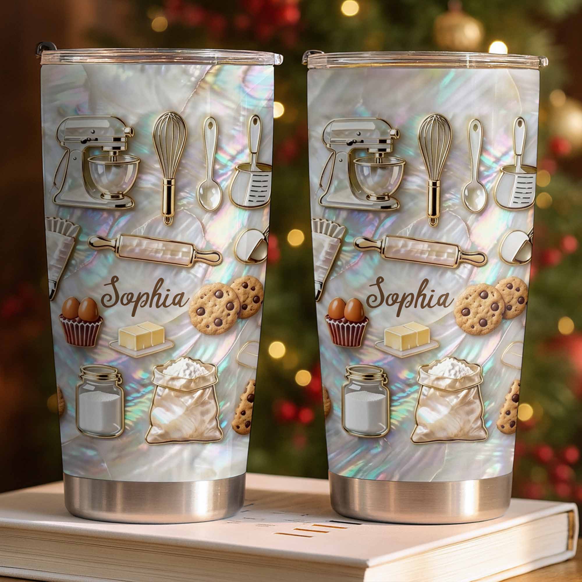 A Baker's Heart Made Of Cookies And Treats With Stand Mixer And Whisk - Personalized Custom Stainless Steel Tumbler 20oz 30oz - COOK036_TB - Image 2