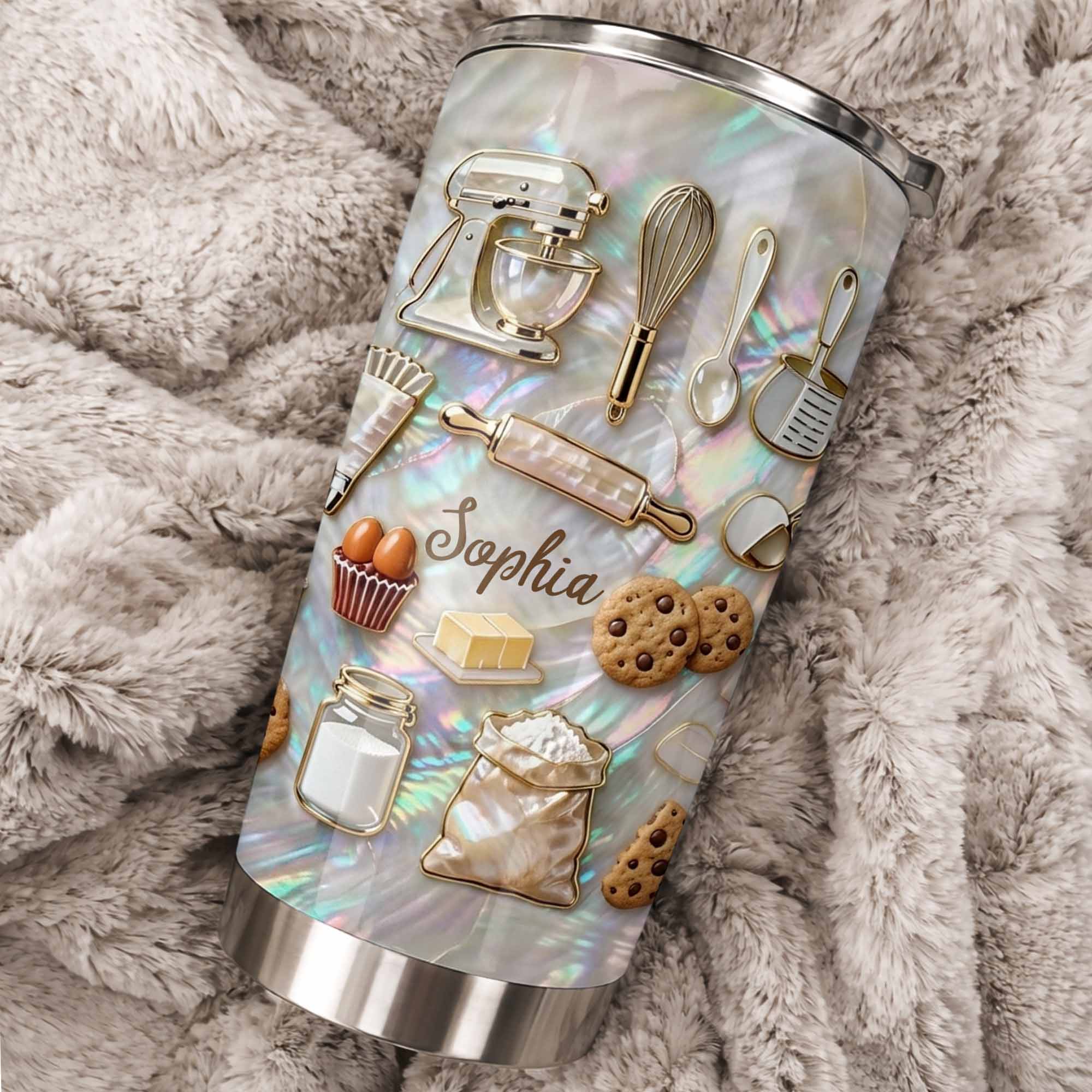 A Baker's Heart Made Of Cookies And Treats With Stand Mixer And Whisk - Personalized Custom Stainless Steel Tumbler 20oz 30oz - COOK036_TB - Image 3