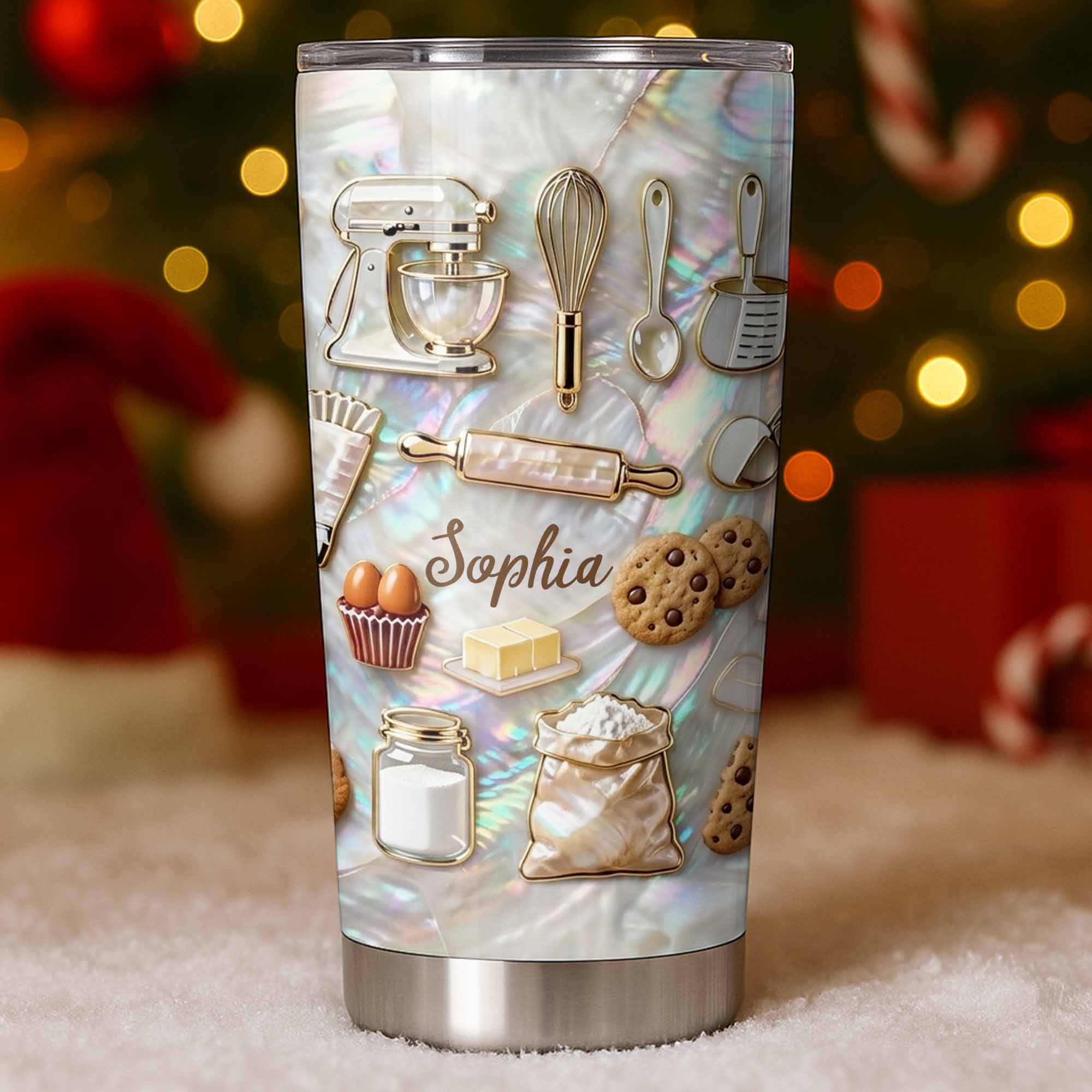 A Baker's Heart Made Of Cookies And Treats With Stand Mixer And Whisk - Personalized Custom Stainless Steel Tumbler 20oz 30oz - COOK036_TB - Image 4