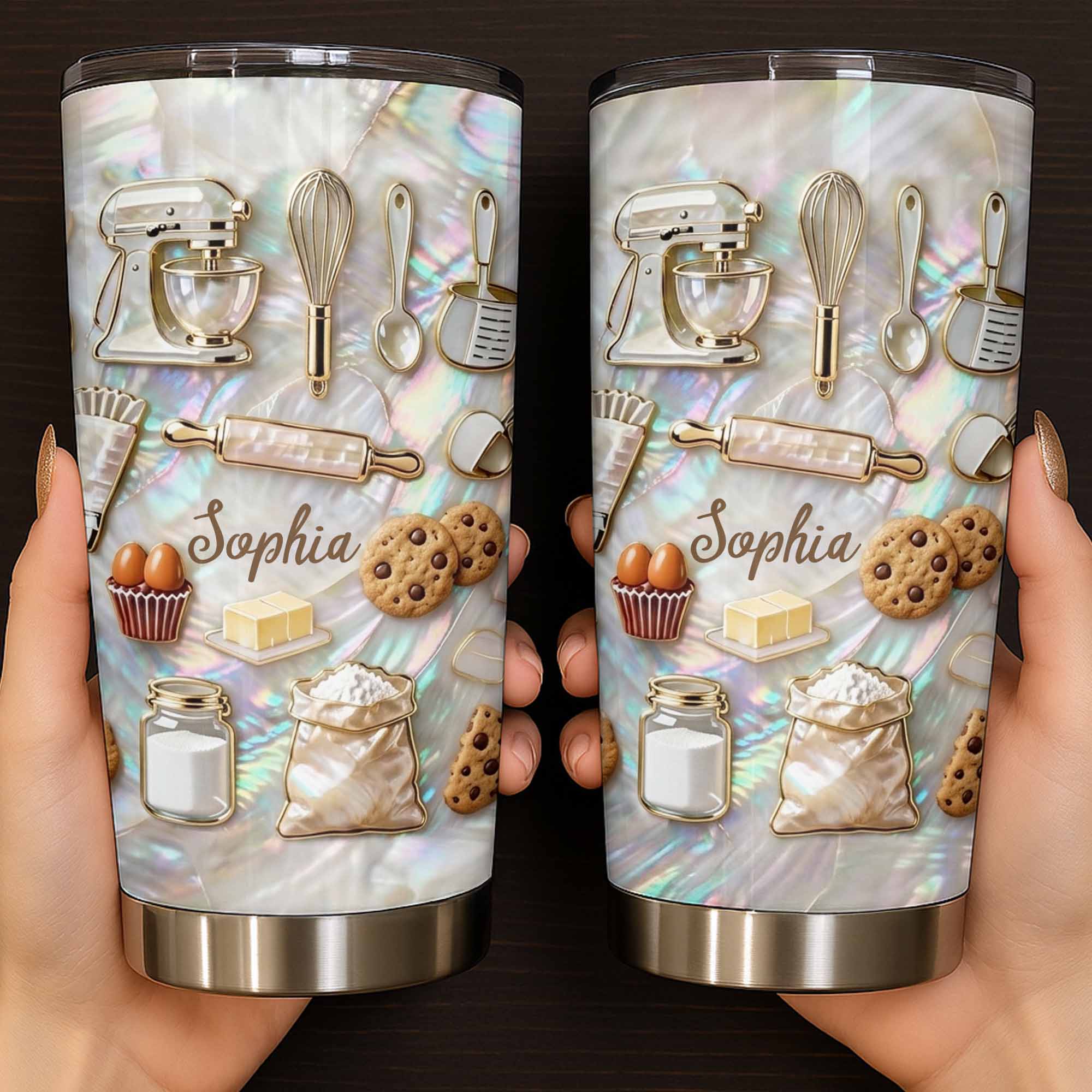 A Baker's Heart Made Of Cookies And Treats With Stand Mixer And Whisk - Personalized Custom Stainless Steel Tumbler 20oz 30oz - COOK036_TB - Image 5