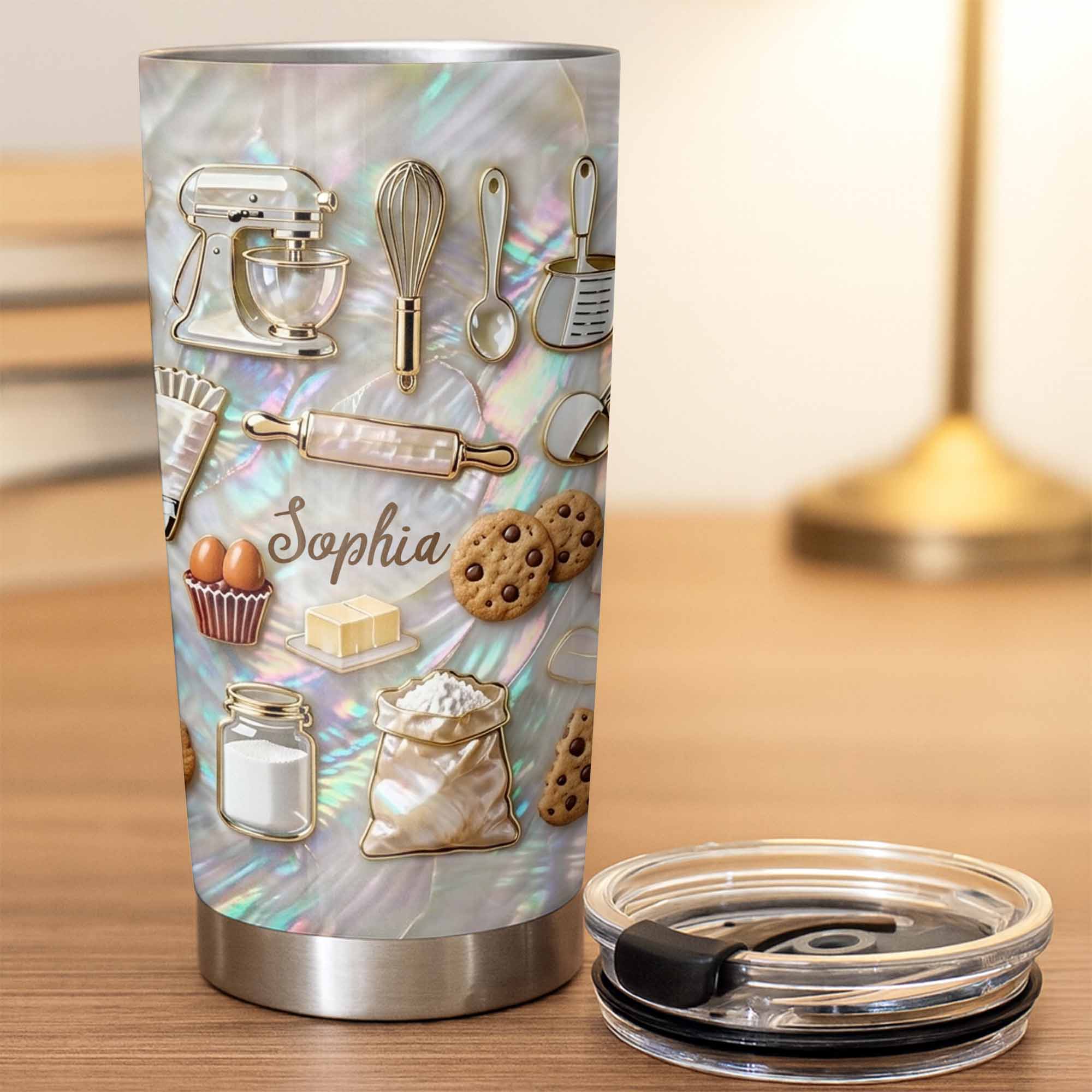 A Baker's Heart Made Of Cookies And Treats With Stand Mixer And Whisk - Personalized Custom Stainless Steel Tumbler 20oz 30oz - COOK036_TB - Image 6