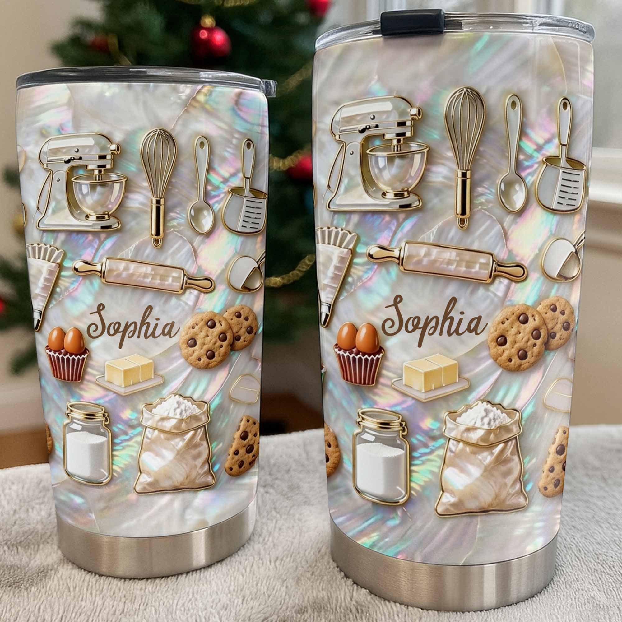 A Baker's Heart Made Of Cookies And Treats With Stand Mixer And Whisk - Personalized Custom Stainless Steel Tumbler 20oz 30oz - COOK036_TB - Image 7
