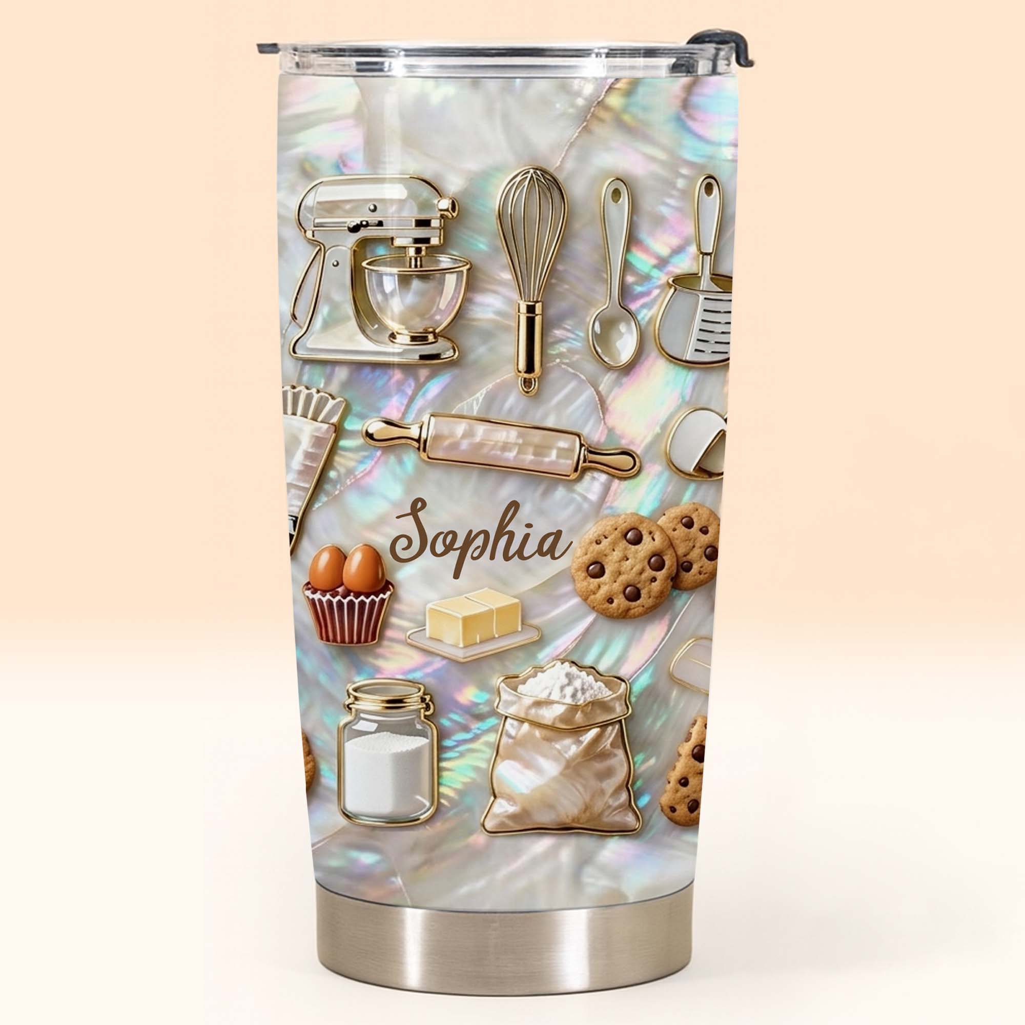 A Baker's Heart Made Of Cookies And Treats With Stand Mixer And Whisk - Personalized Custom Stainless Steel Tumbler 20oz 30oz - COOK036_TB - Image 9