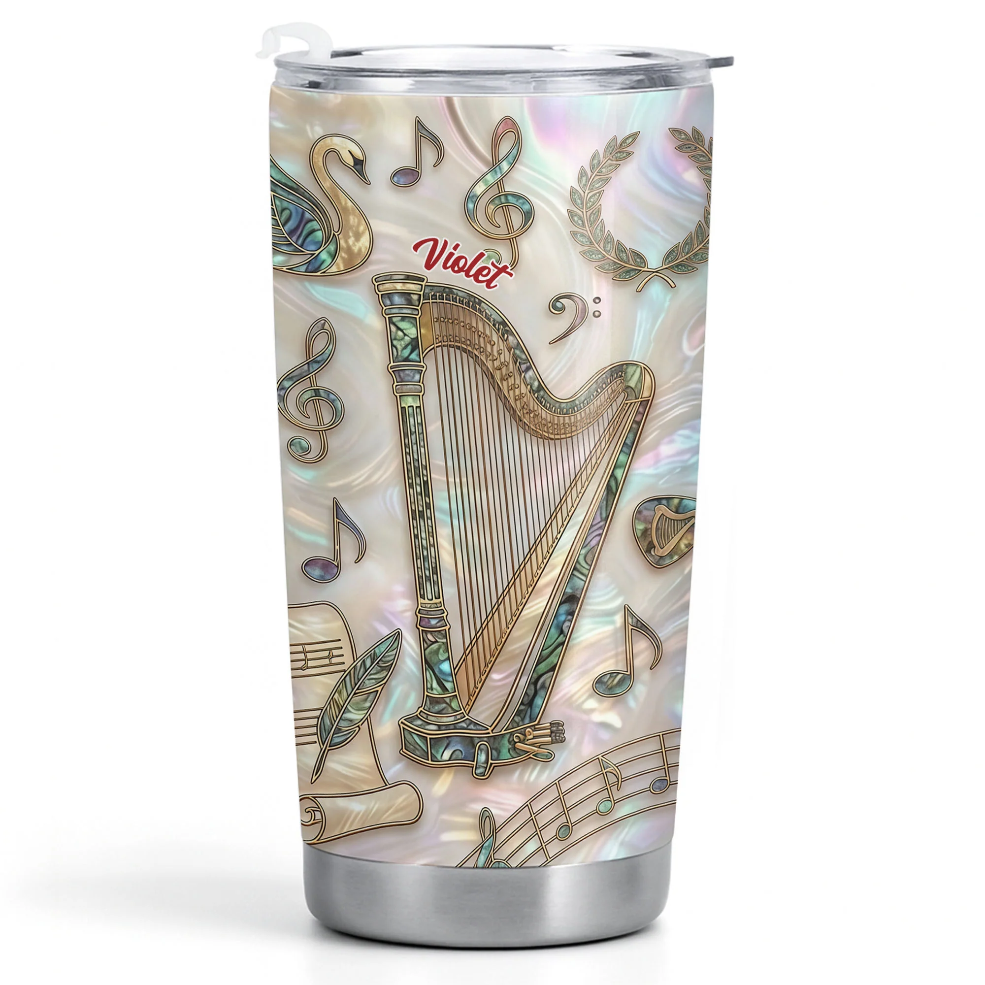 A Beautiful Melody Played From The Heart With Harp And Musical Notes - Personalized Custom Stainless Steel Tumbler 20oz 30oz - MUSIC034_TB - Image 9