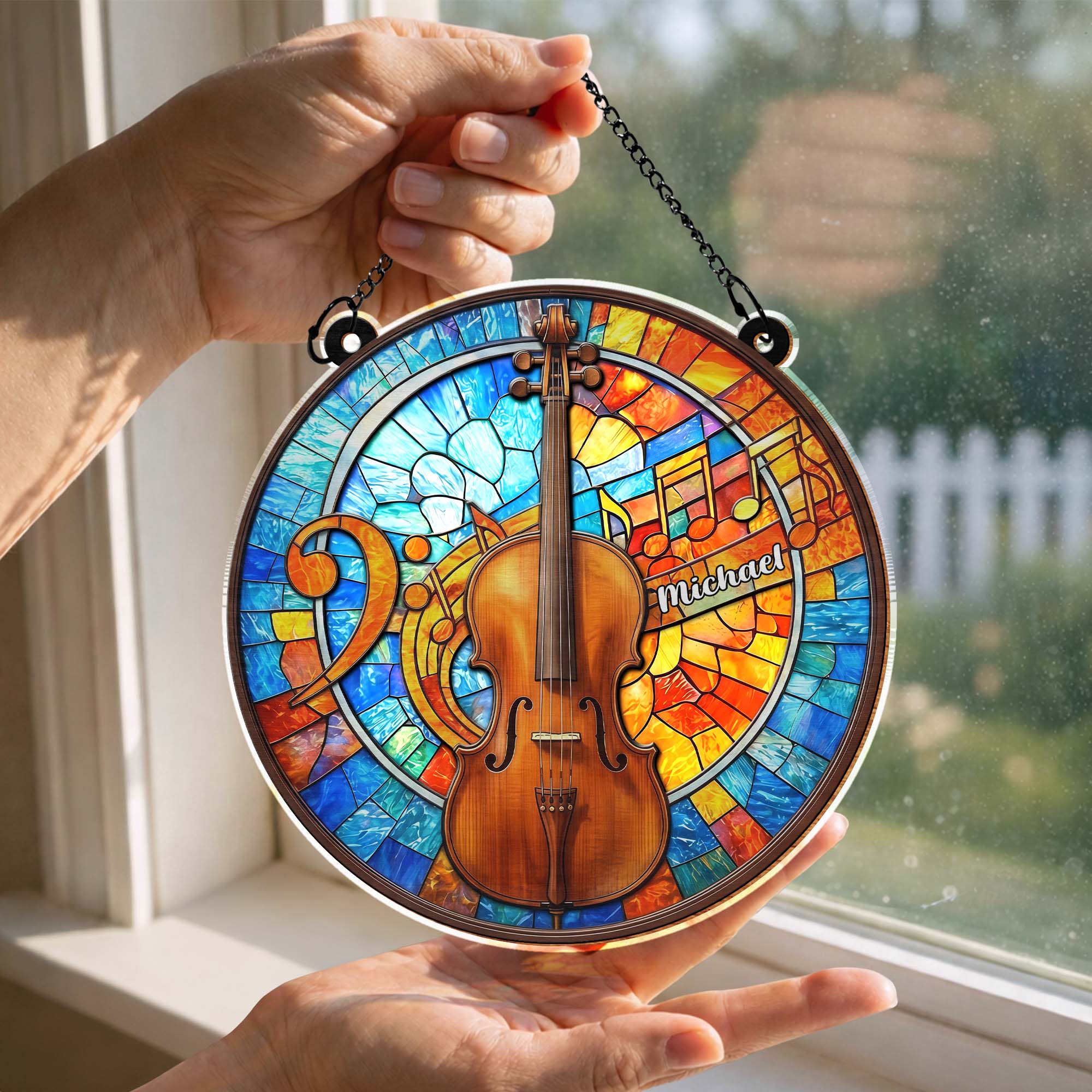 A Beautiful Melody Resonates Heart And Soul Violin Musical Notes Suncatcher - Personalized Custom Suncatcher - MUSIC026_CSUN - Image 9