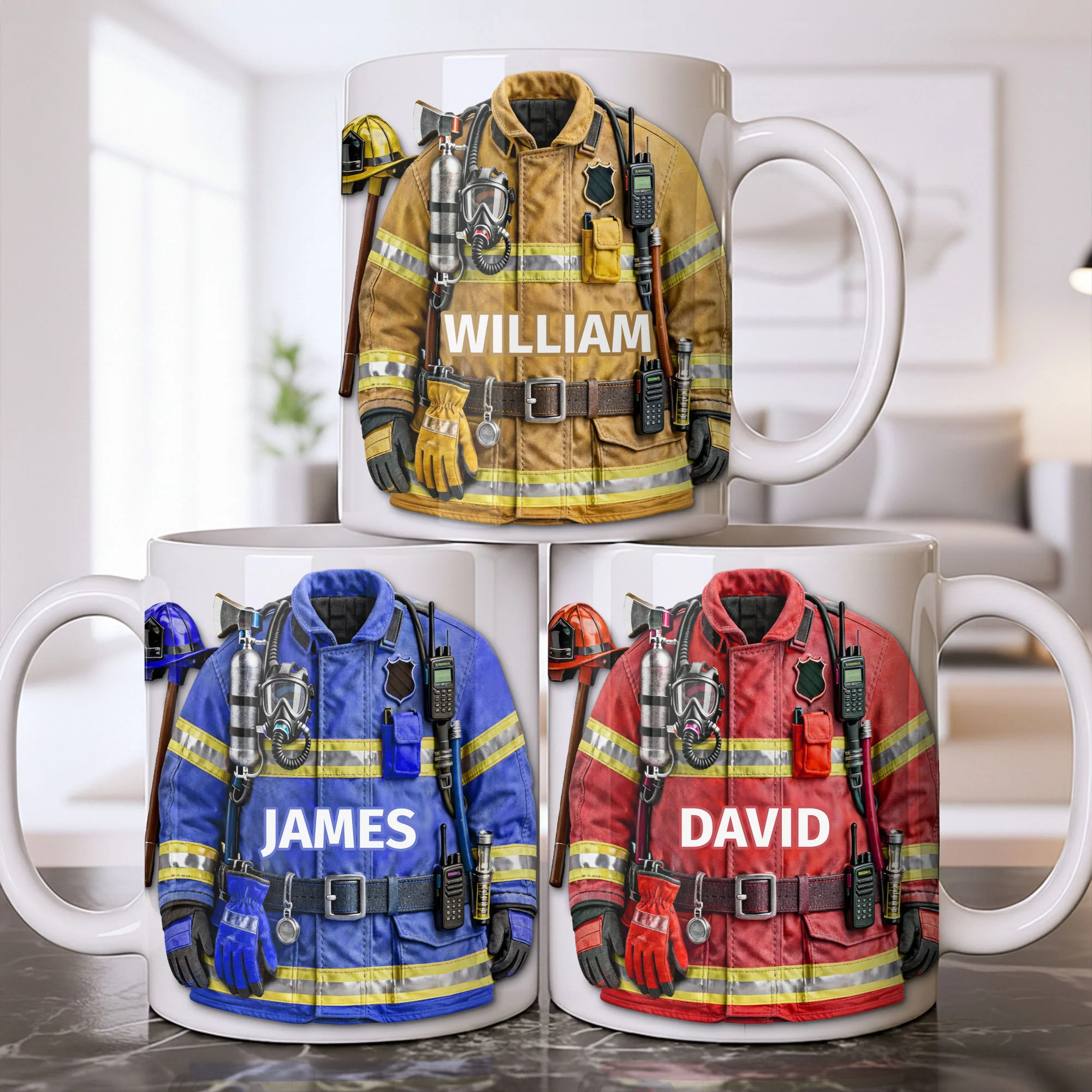 A Brave Firefighter Ready To Serve Personalized Fireman Uniform Gear - Personalized Custom Coffee Mug - FIF069_MG