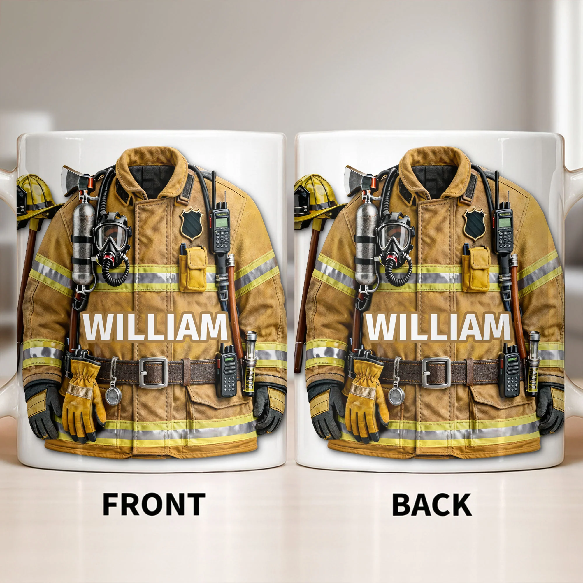 A Brave Firefighter Ready To Serve Personalized Fireman Uniform Gear - Personalized Custom Coffee Mug - FIF069_MG - Image 11