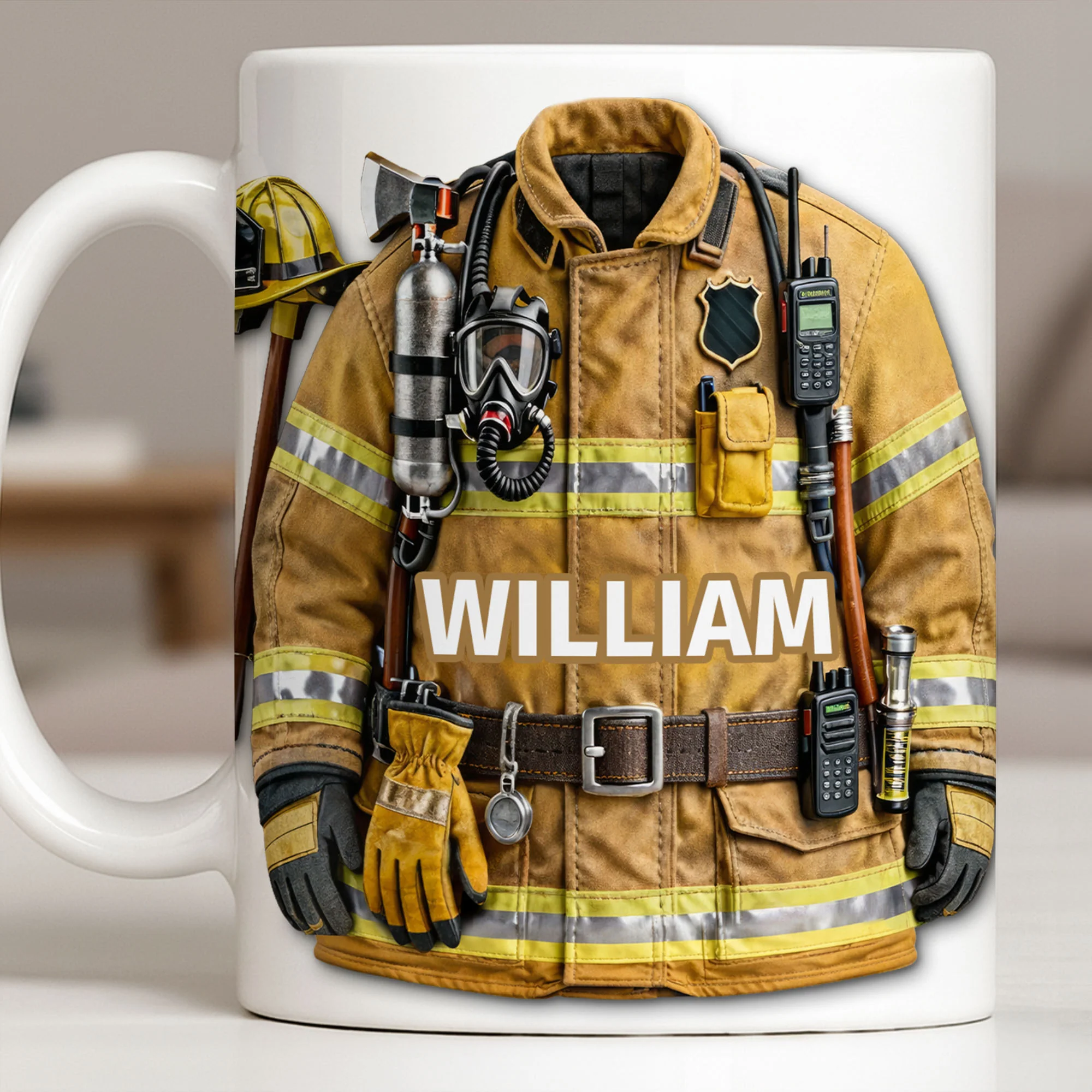 A Brave Firefighter Ready To Serve Personalized Fireman Uniform Gear - Personalized Custom Coffee Mug - FIF069_MG - Image 13