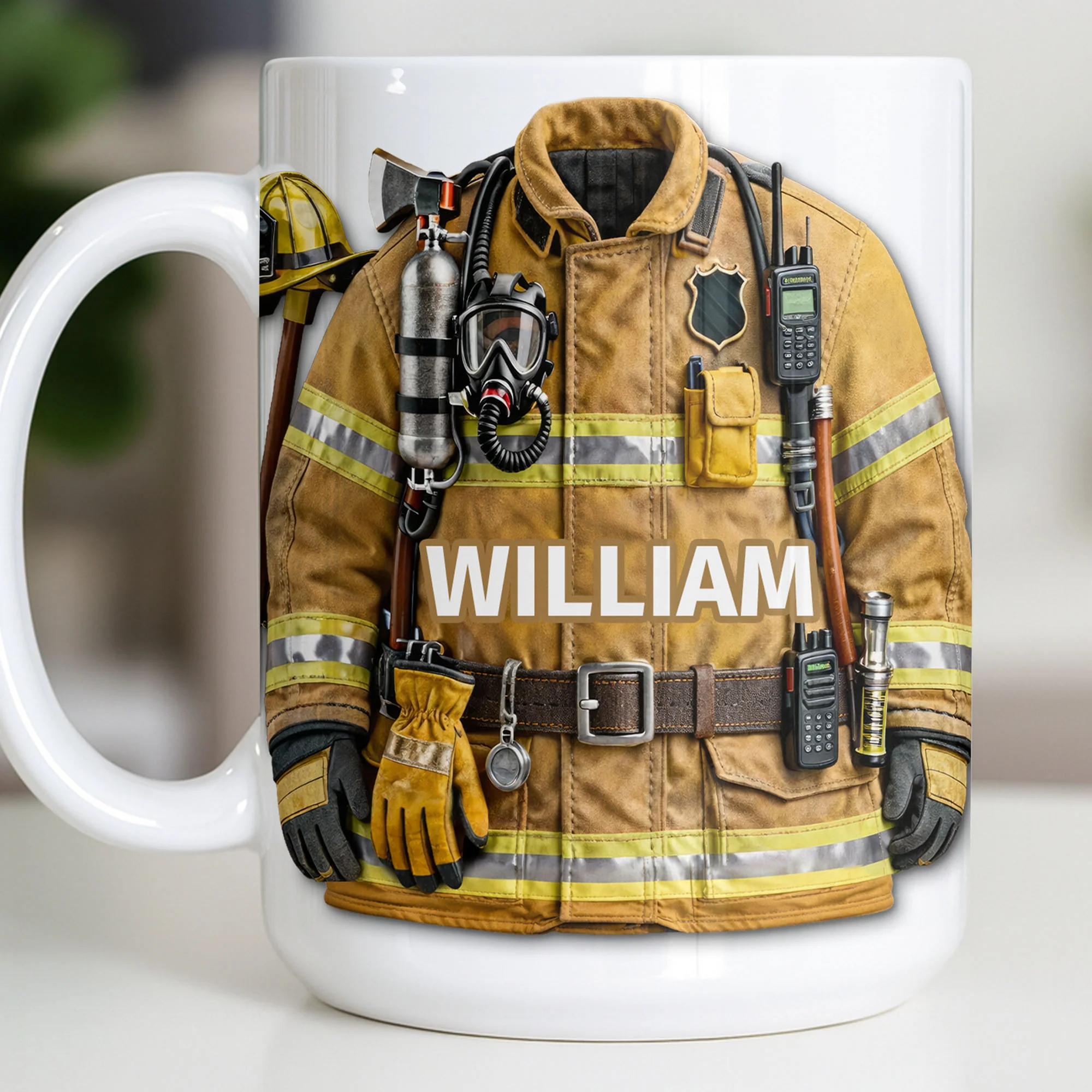 A Brave Firefighter Ready To Serve Personalized Fireman Uniform Gear - Personalized Custom Coffee Mug - FIF069_MG - Image 14