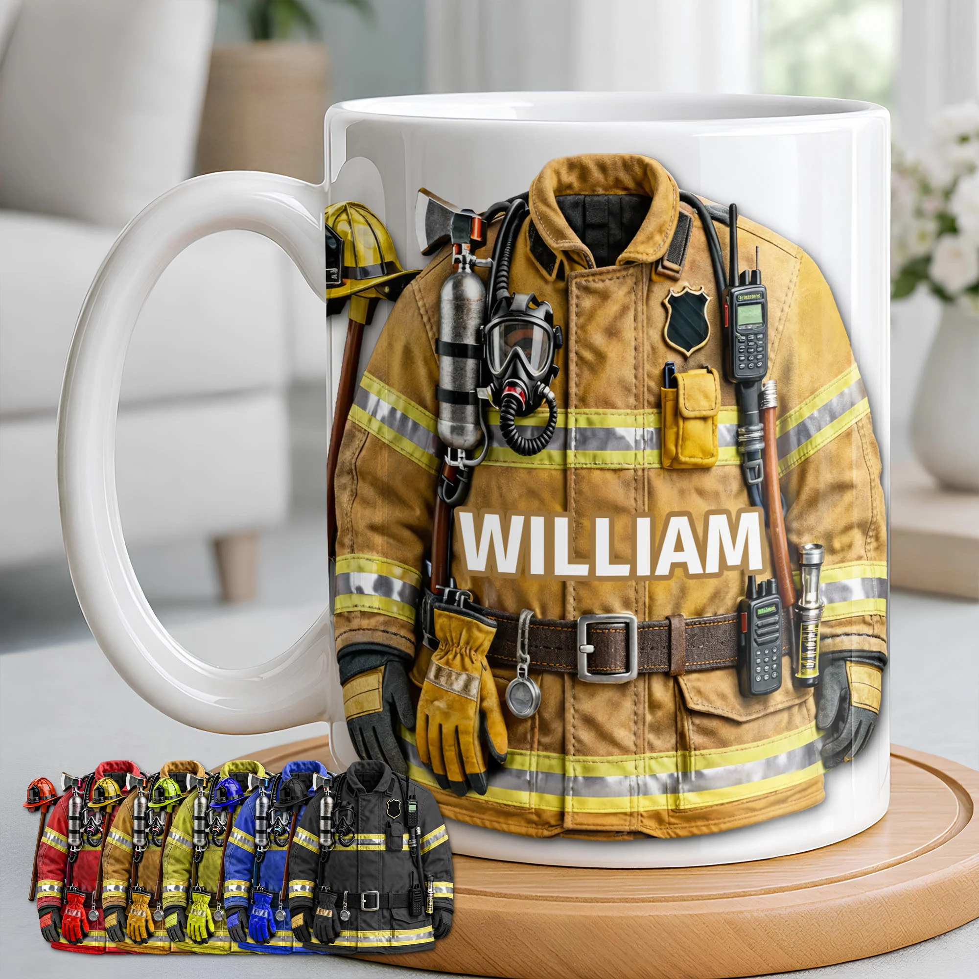 A Brave Firefighter Ready To Serve Personalized Fireman Uniform Gear - Personalized Custom Coffee Mug - FIF069_MG - Image 2