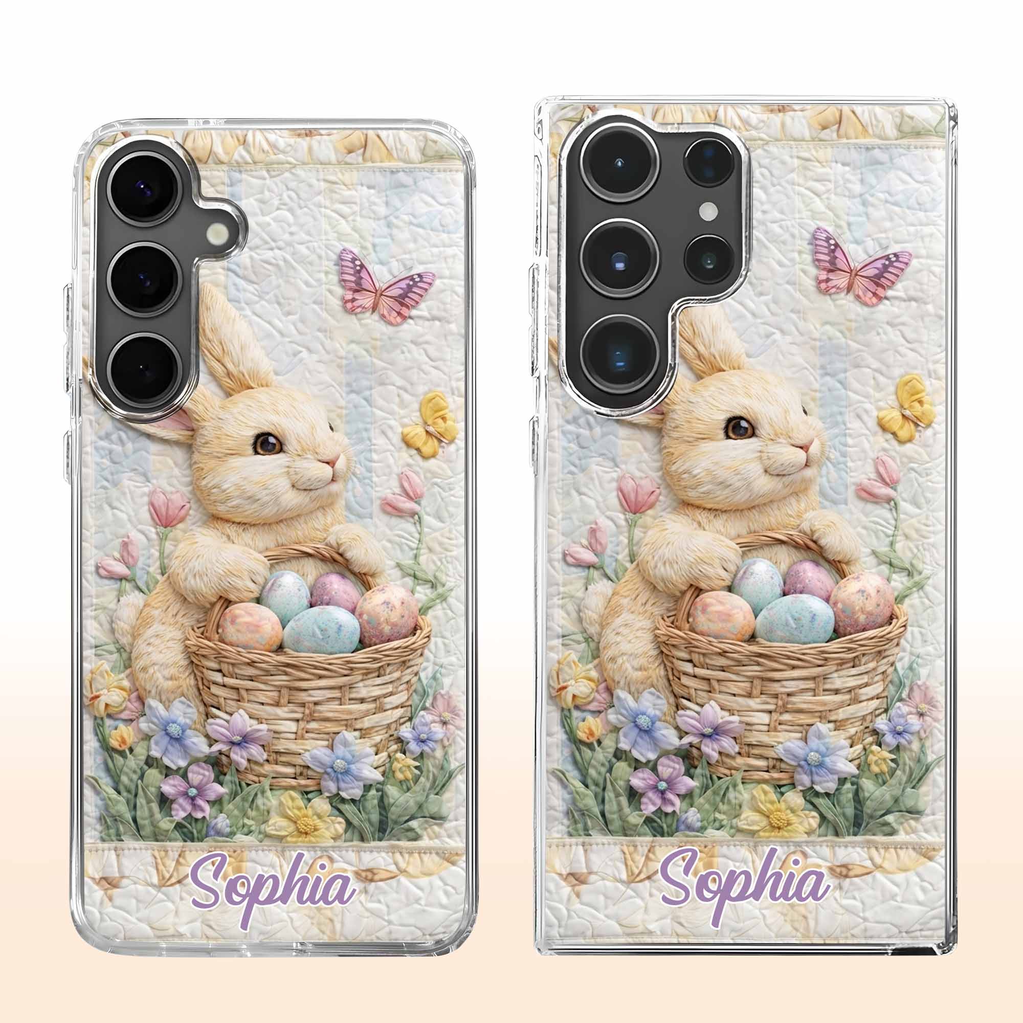 A Cute Bunny With An Easter Basket Full Of Flowers And Colorful Eggs - Personalized Clear Phone Case - FAM803_PHC - Image 10