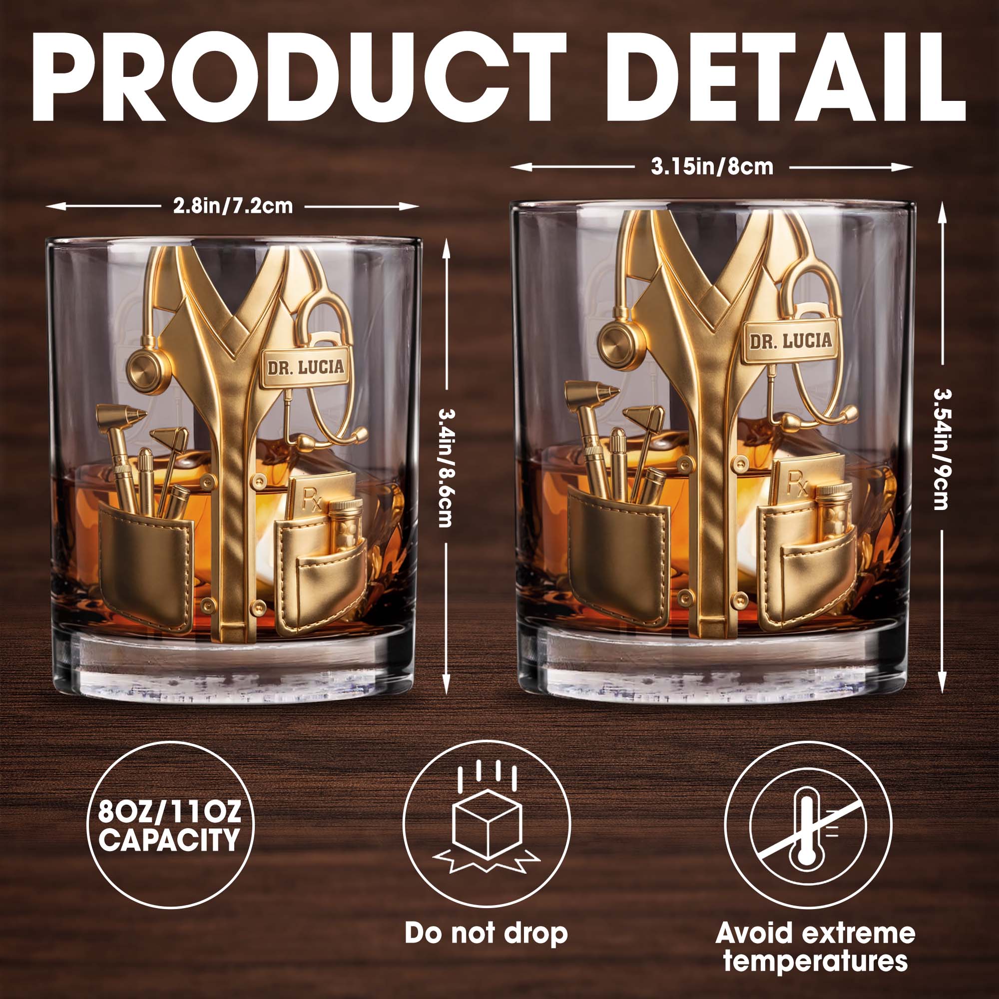 A Dedicated Healer Lab Coat With Stethoscope And Medical Tools - Personalized Custom Whiskey Glass - DOC078_RWG - Image 5