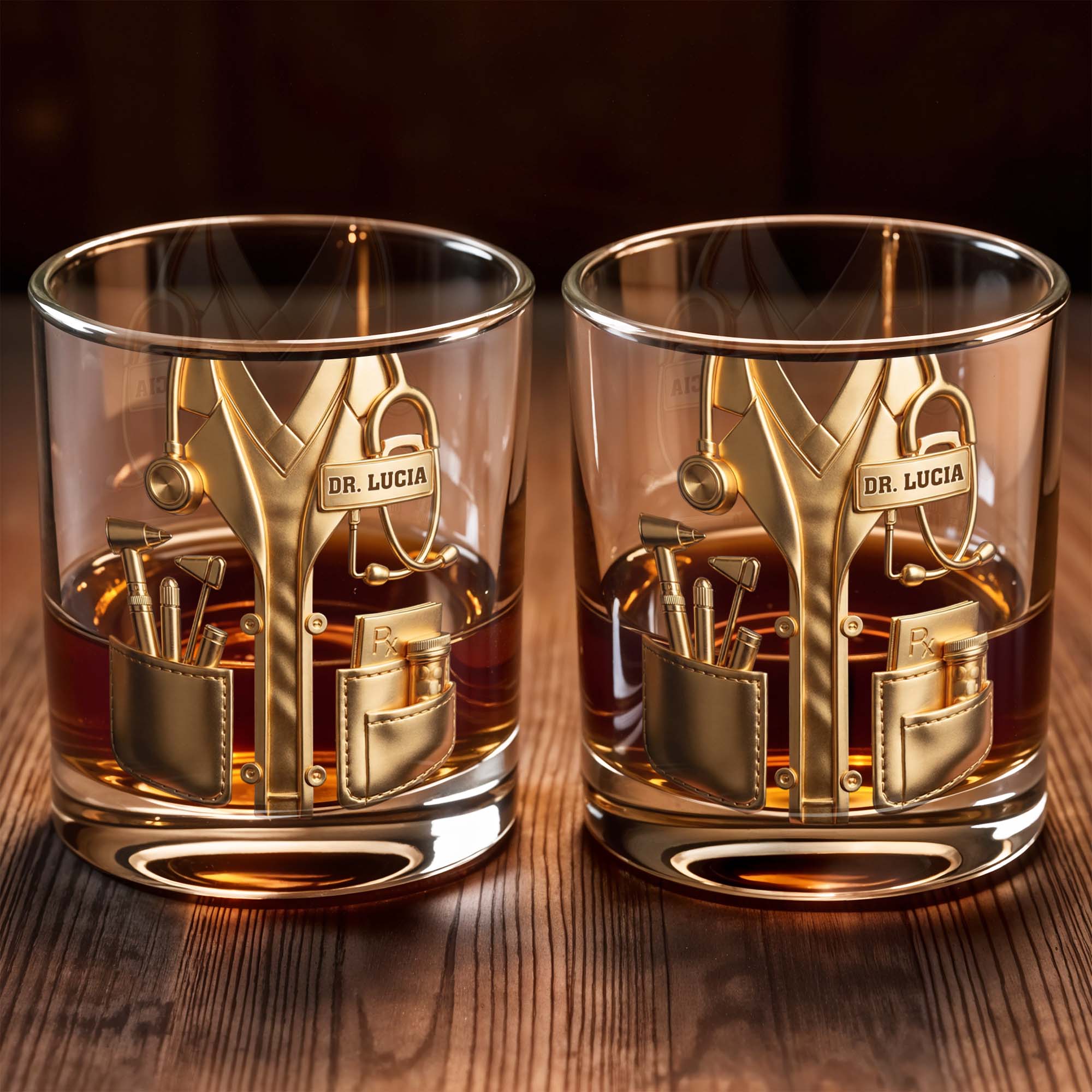 A Dedicated Healer Lab Coat With Stethoscope And Medical Tools - Personalized Custom Whiskey Glass - DOC078_RWG - Image 7