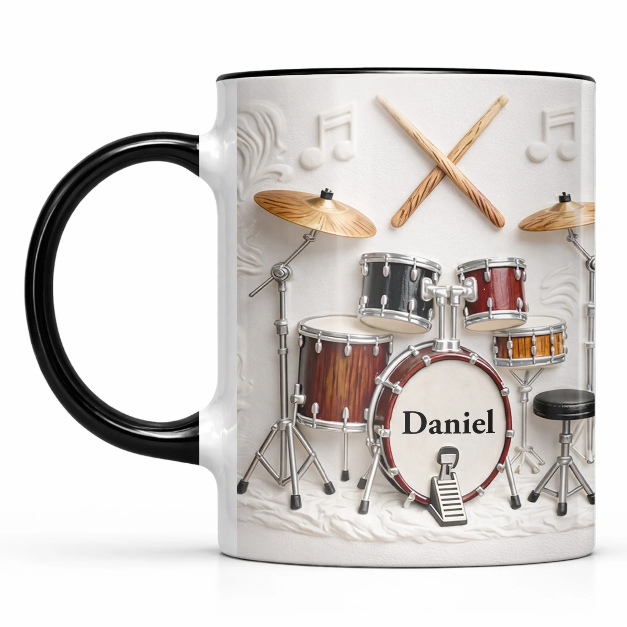 A Drummer's Heart Beats With Rhythm Custom Drum Set And Music Notes - Personalized Custom Accent Mug - JBS135_AMUG - Image 10