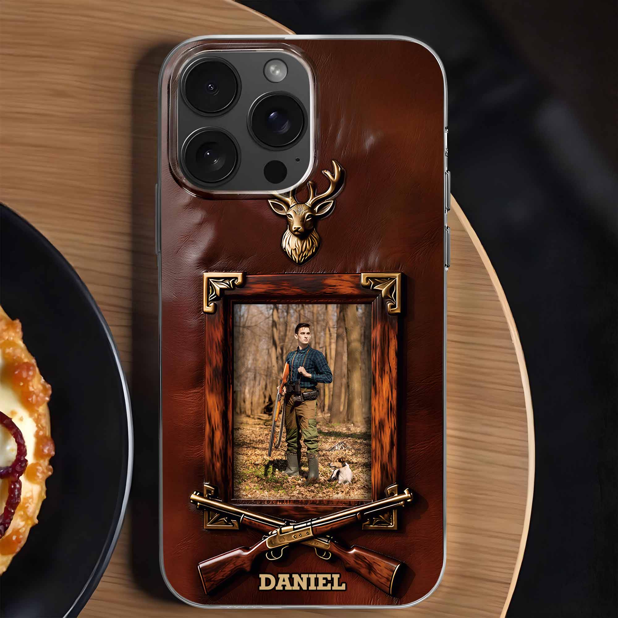 A Hunter And His Loyal Dog Deer Head And Rifles Design - Personalized Clear Phone Case - HTG013_PHC