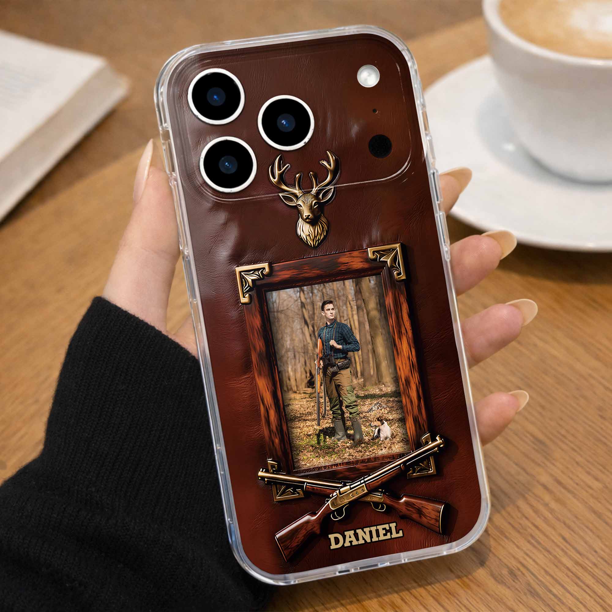 A Hunter And His Loyal Dog Deer Head And Rifles Design - Personalized Clear Phone Case - HTG013_PHC - Image 6