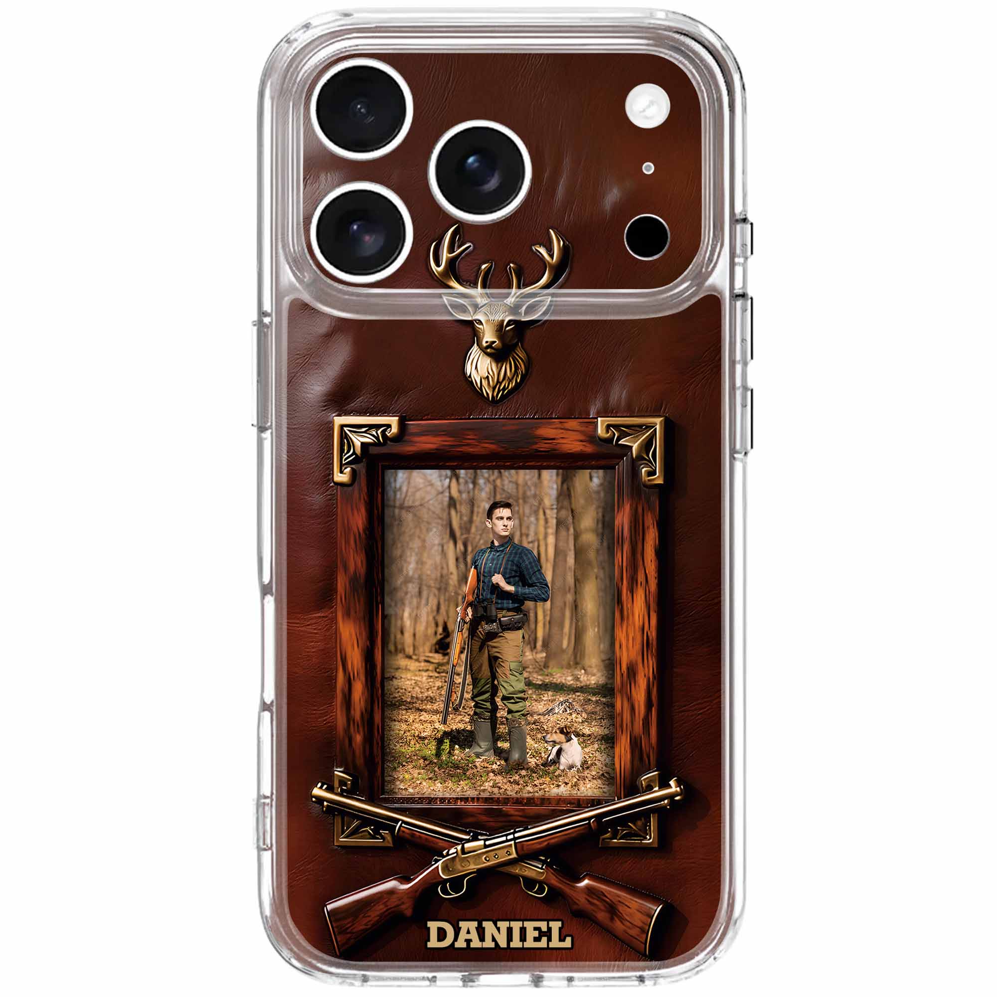A Hunter And His Loyal Dog Deer Head And Rifles Design - Personalized Clear Phone Case - HTG013_PHC - Image 8