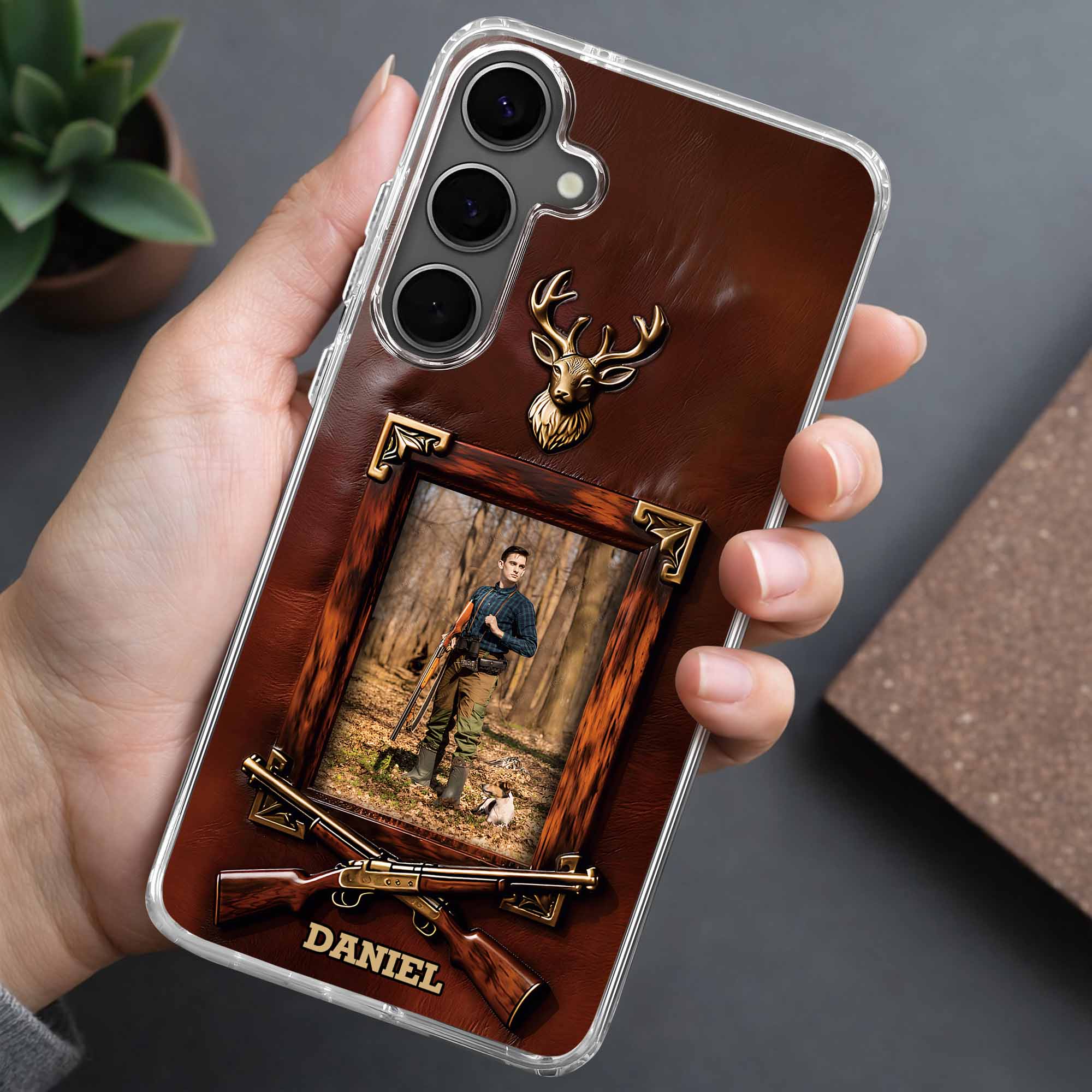A Hunter And His Loyal Dog Deer Head And Rifles Design - Personalized Clear Phone Case - HTG013_PHC - Image 9