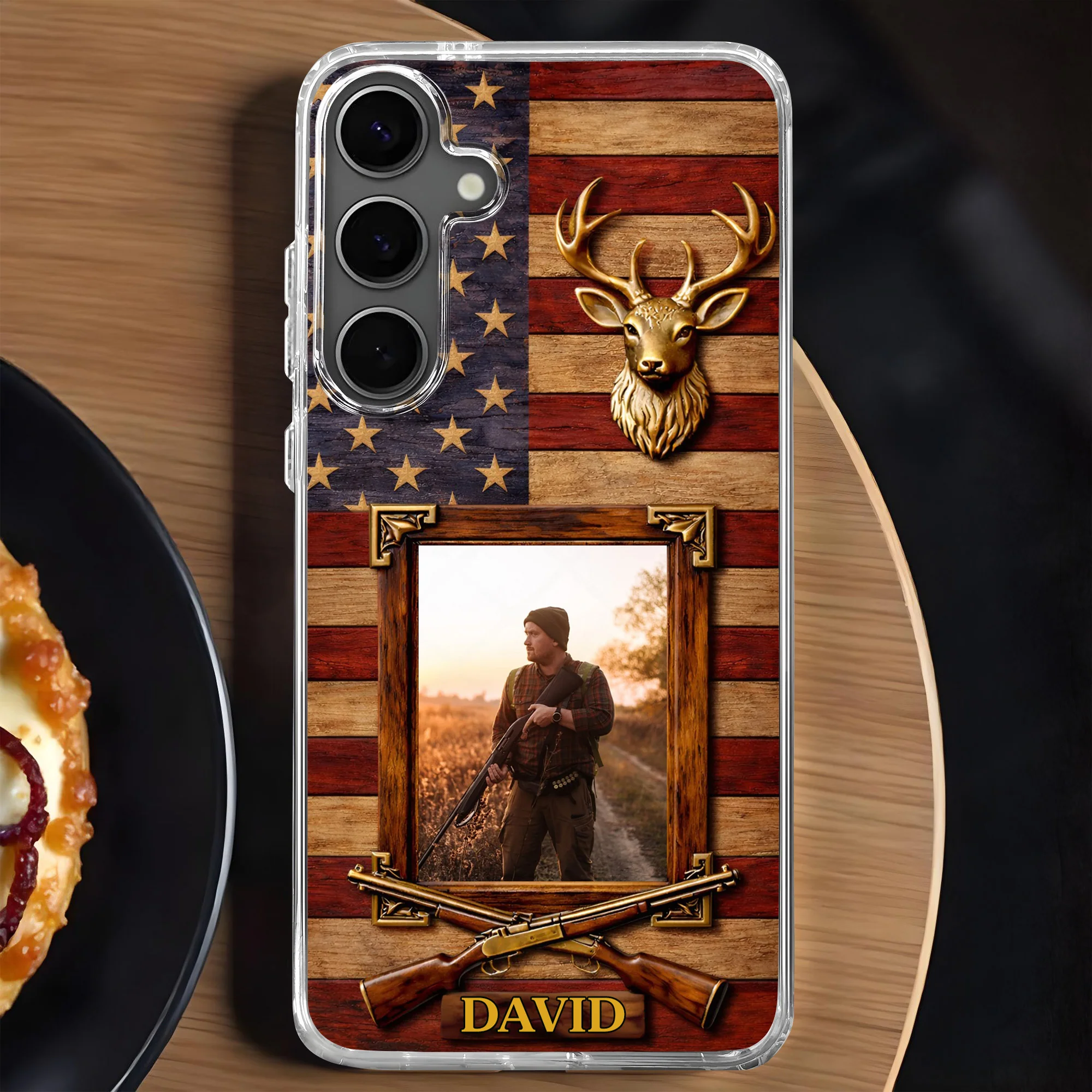 A Hunter's Pride American Flag Deer Head And Rifles - Personalized Clear Phone Case - HTG014_PHC - Image 8