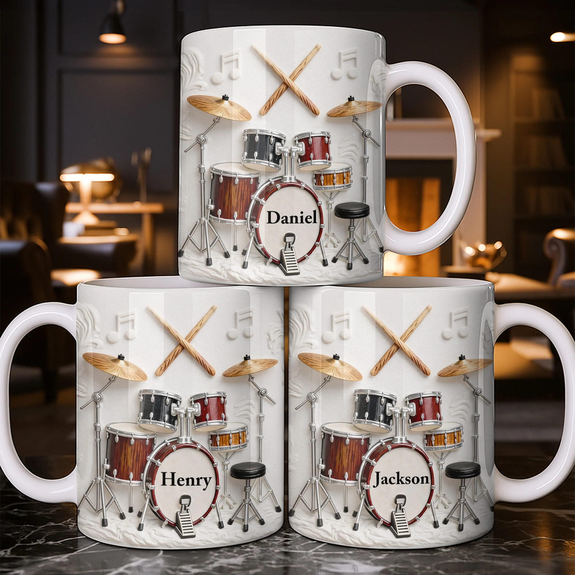 A Life Full Of Rhythm And Beats Drum Kit Set And Drumsticks - Personalized Custom Coffee Mug - JBS135_MG - Image 4