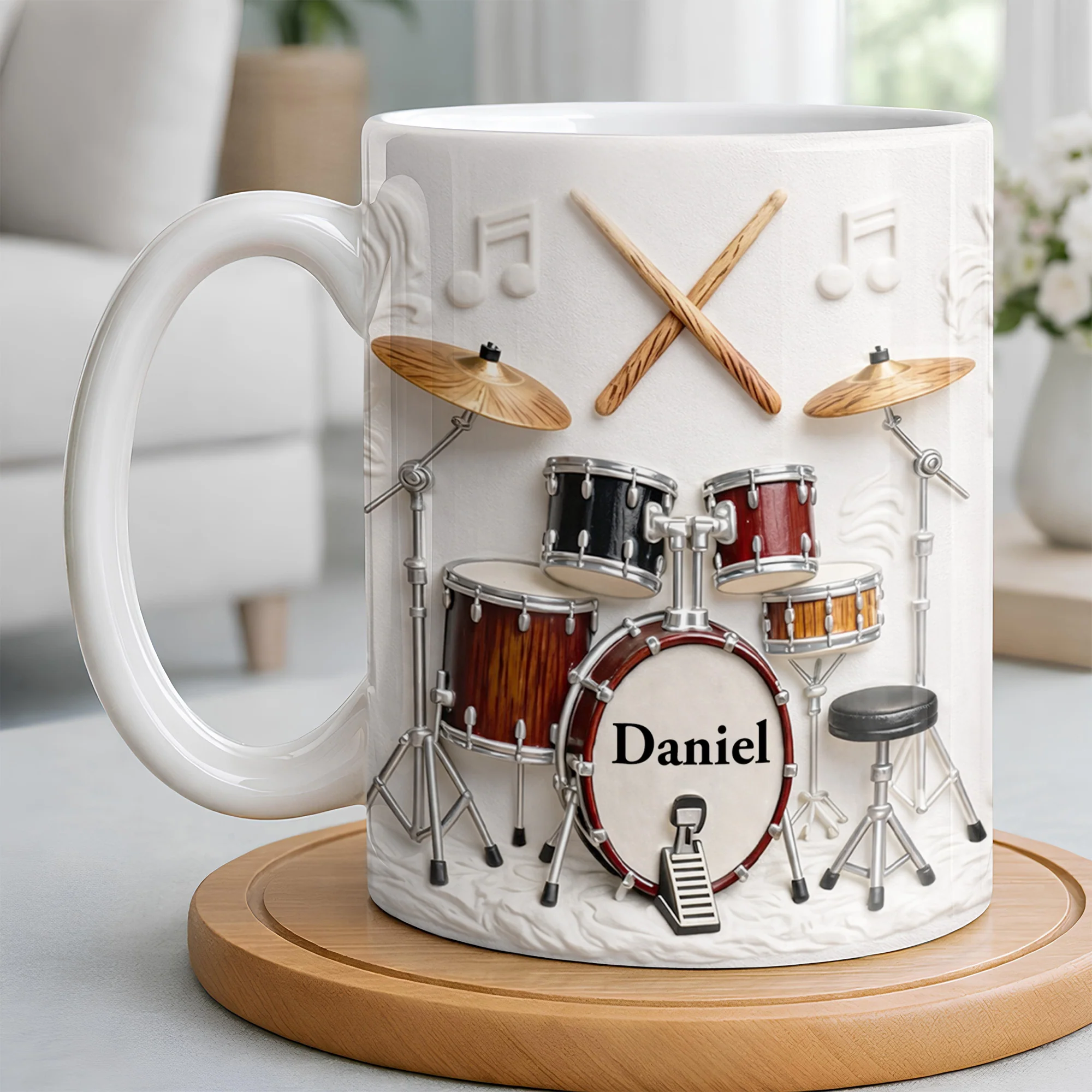 A Life Full Of Rhythm And Beats Drum Kit Set And Drumsticks - Personalized Custom Coffee Mug - JBS135_MG - Image 6