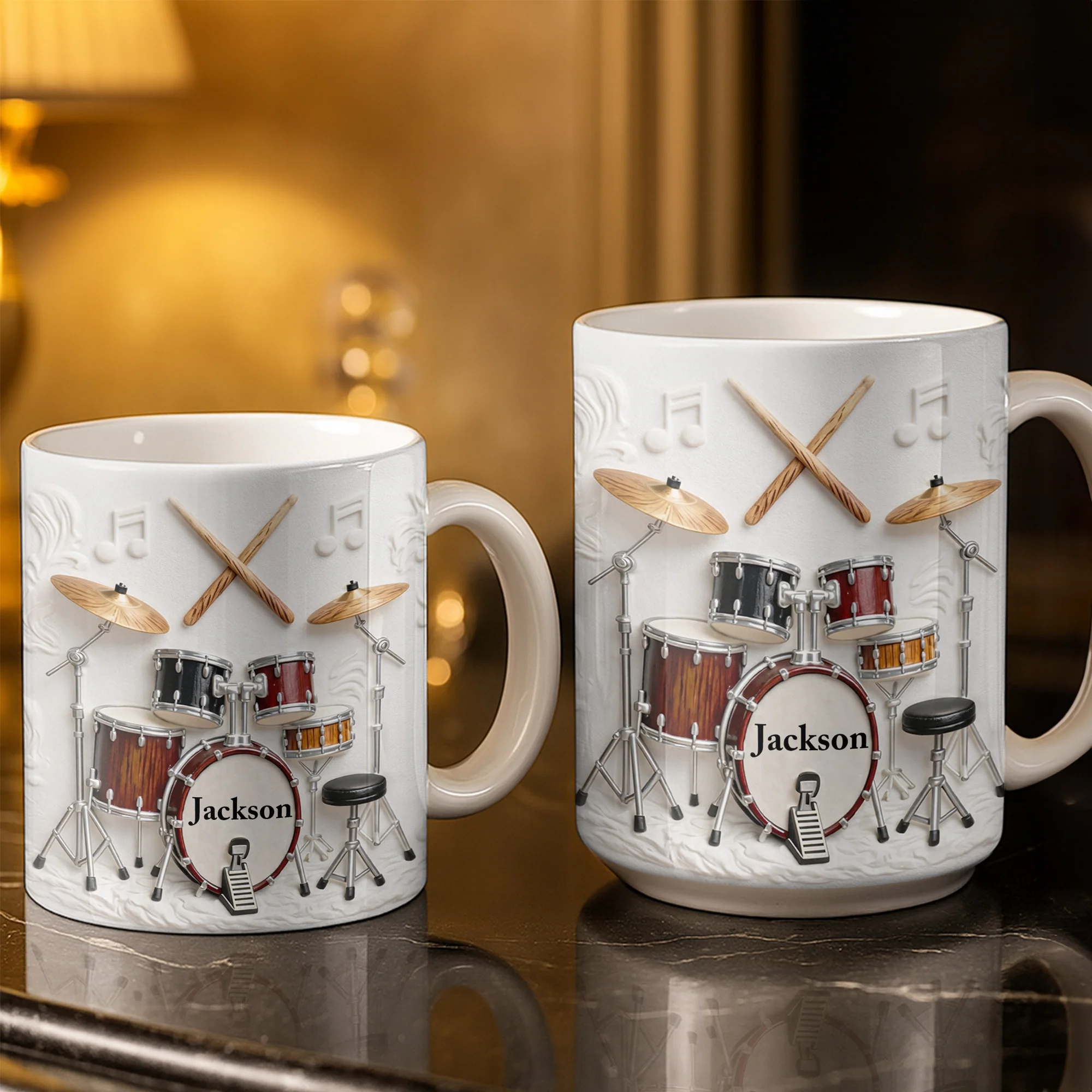 A Life Full Of Rhythm And Beats Drum Kit Set And Drumsticks - Personalized Custom Coffee Mug - JBS135_MG - Image 7