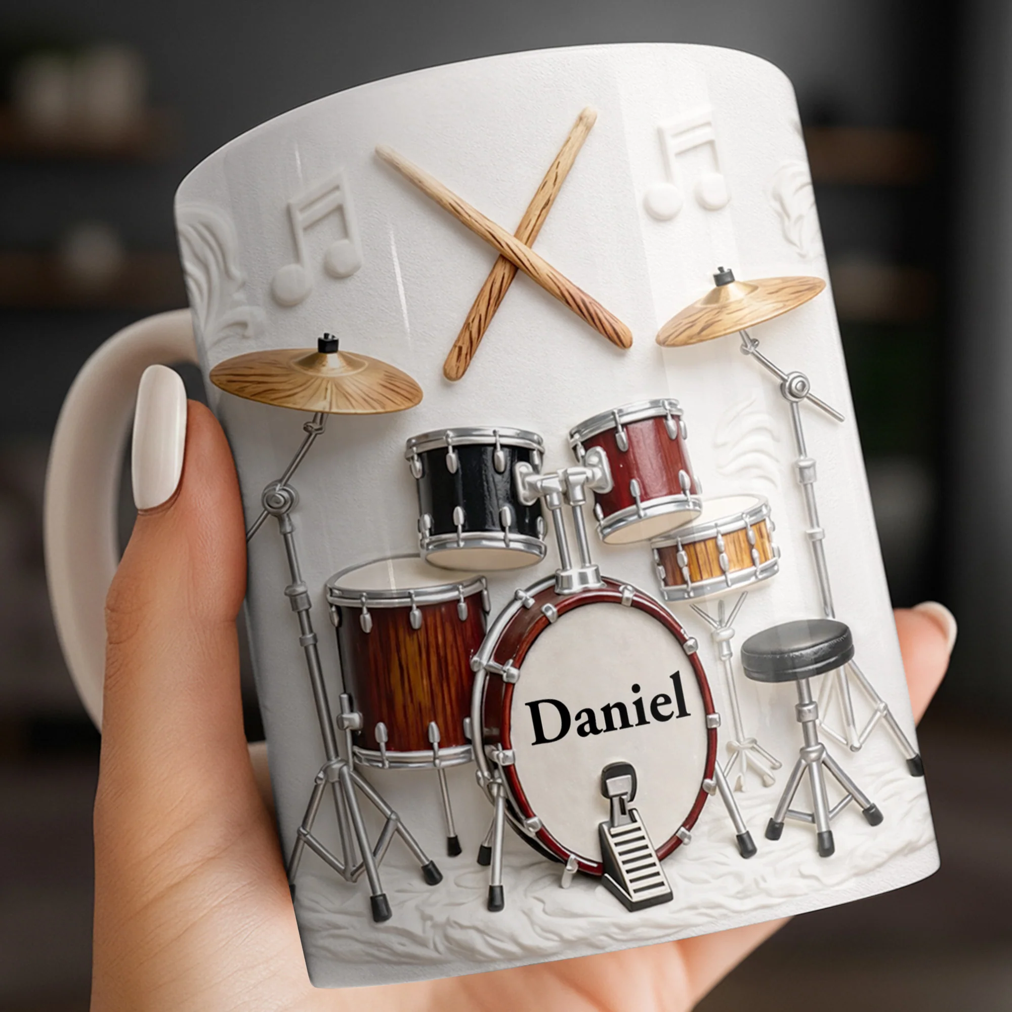 A Life Full Of Rhythm And Beats Drum Kit Set And Drumsticks - Personalized Custom Coffee Mug - JBS135_MG - Image 8