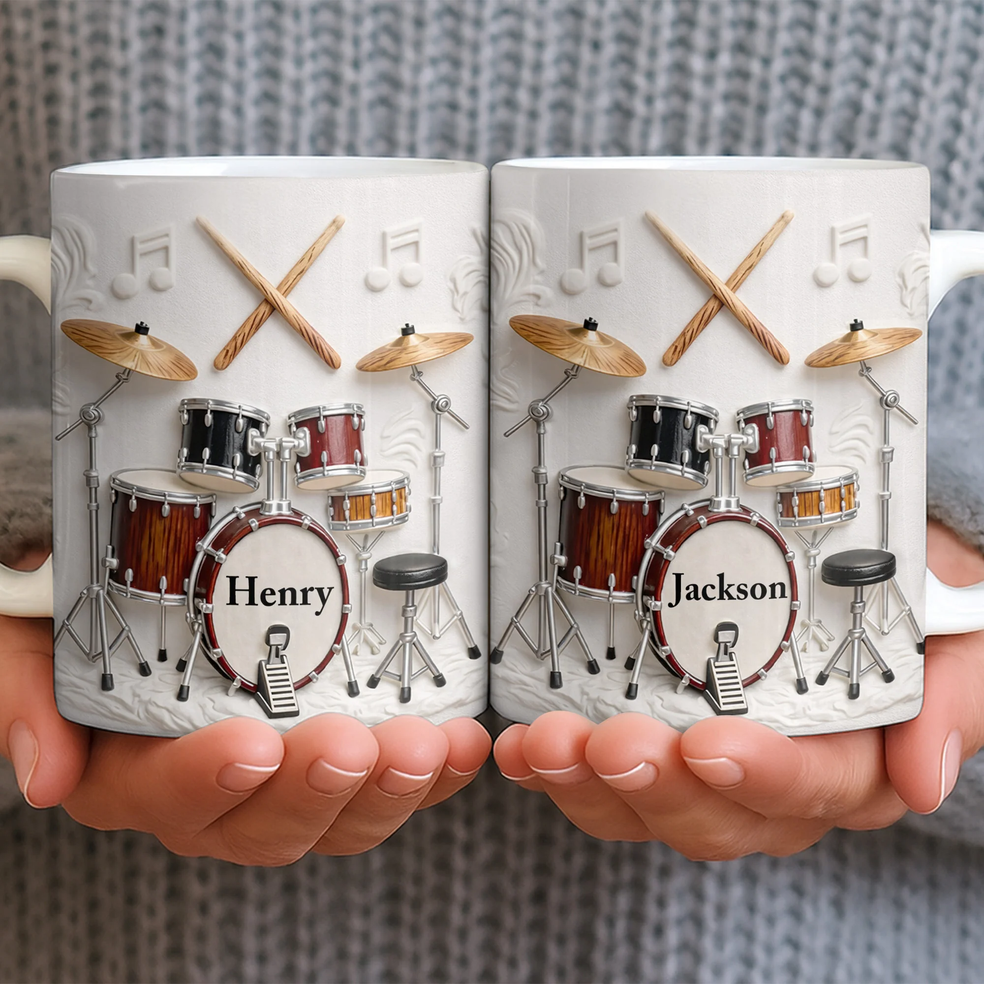 A Life Full Of Rhythm And Beats Drum Kit Set And Drumsticks - Personalized Custom Coffee Mug - JBS135_MG - Image 9
