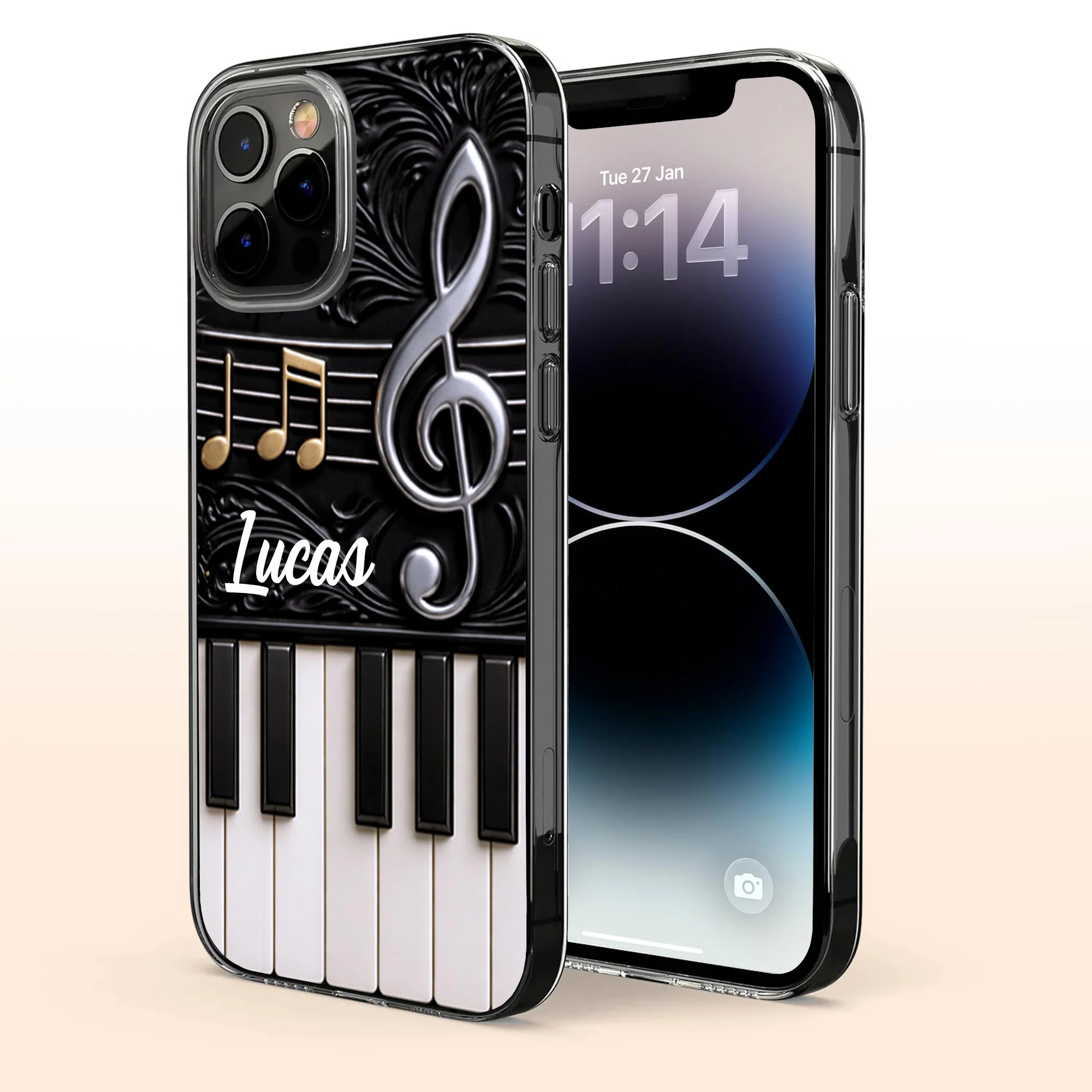 A Life Played In Harmony Piano Keys And Musical Notes Design - Personalized Clear Phone Case - MUSIC024_PHC - Image 3