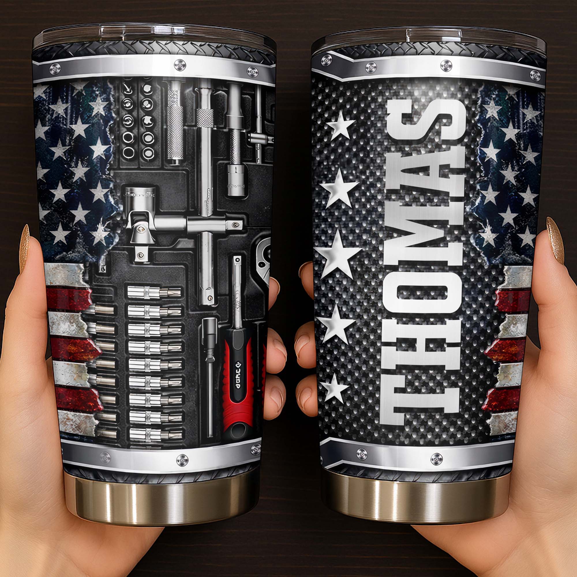A Master Of His Craft Mechanic Tools And American Flag Design - Personalized Custom Stainless Steel Tumbler 20oz 30oz - JBS131_TB