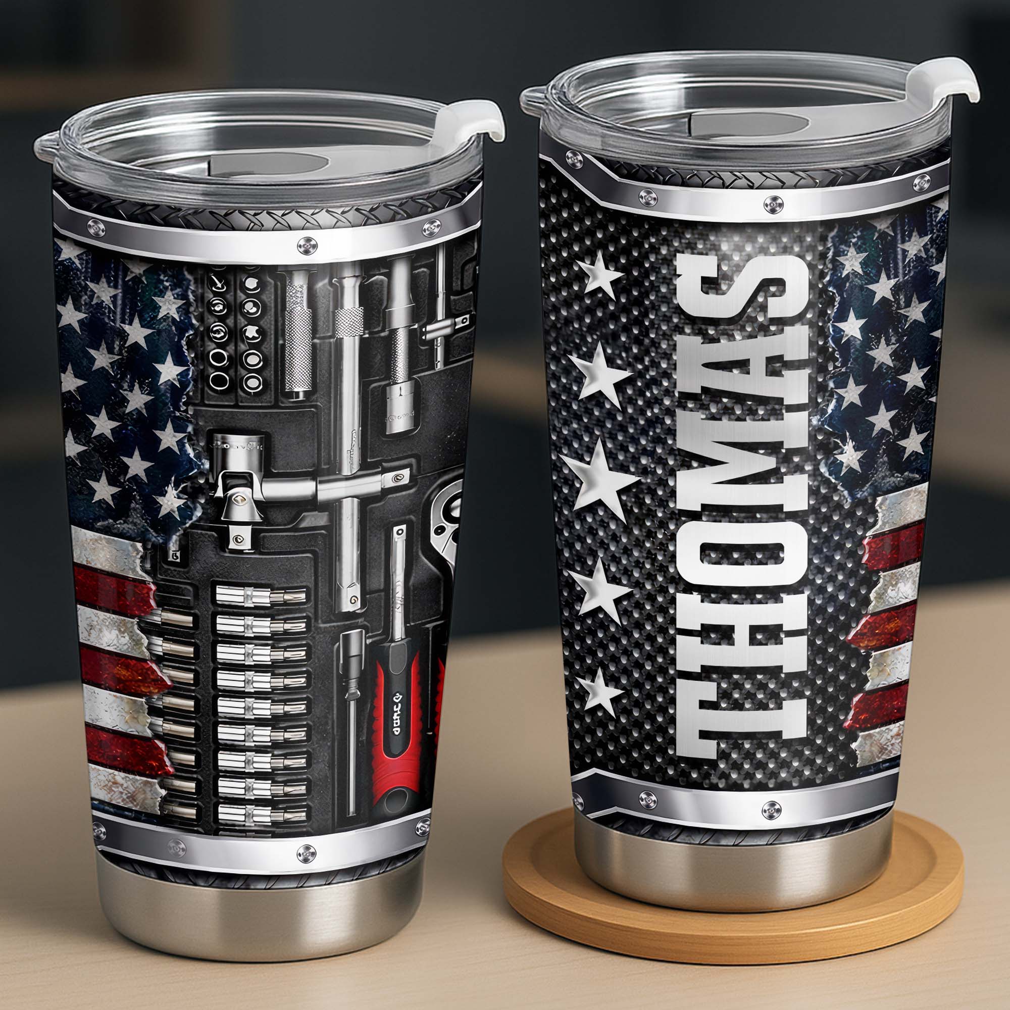 A Master Of His Craft Mechanic Tools And American Flag Design - Personalized Custom Stainless Steel Tumbler 20oz 30oz - JBS131_TB - Image 12
