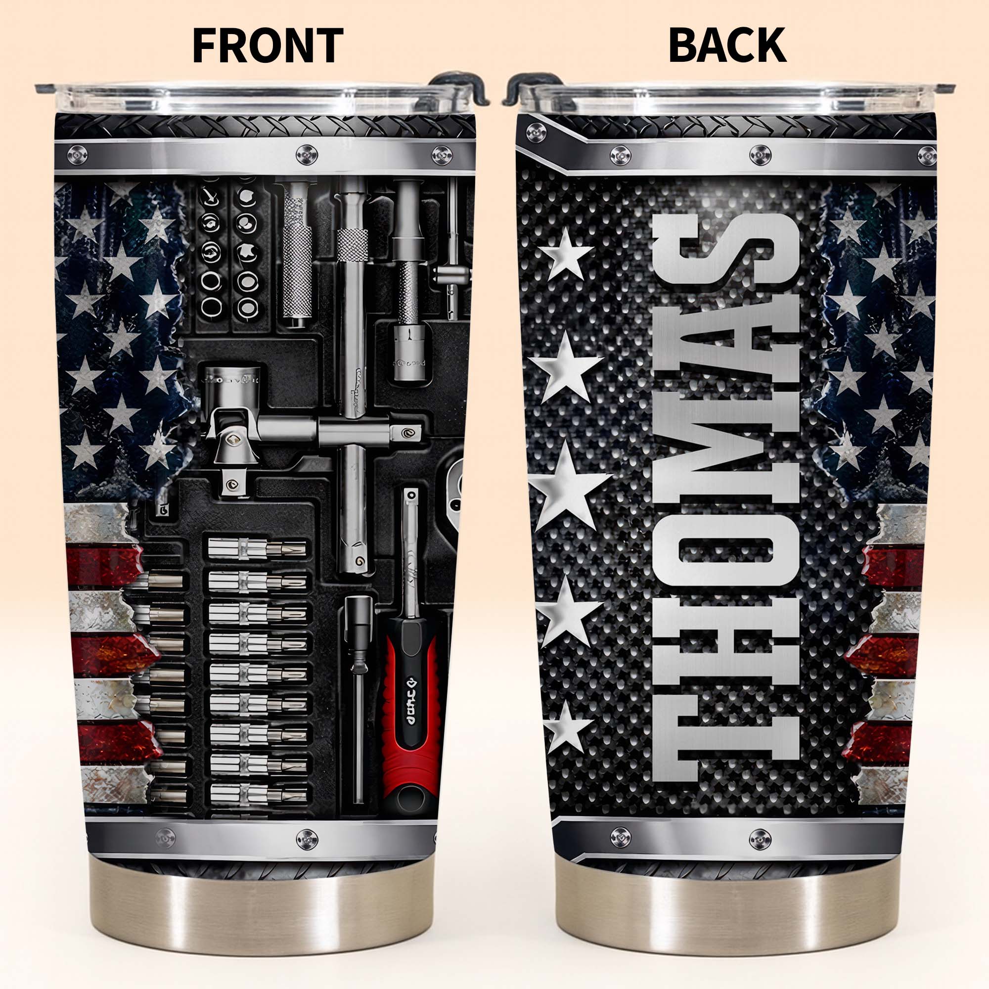 A Master Of His Craft Mechanic Tools And American Flag Design - Personalized Custom Stainless Steel Tumbler 20oz 30oz - JBS131_TB - Image 6