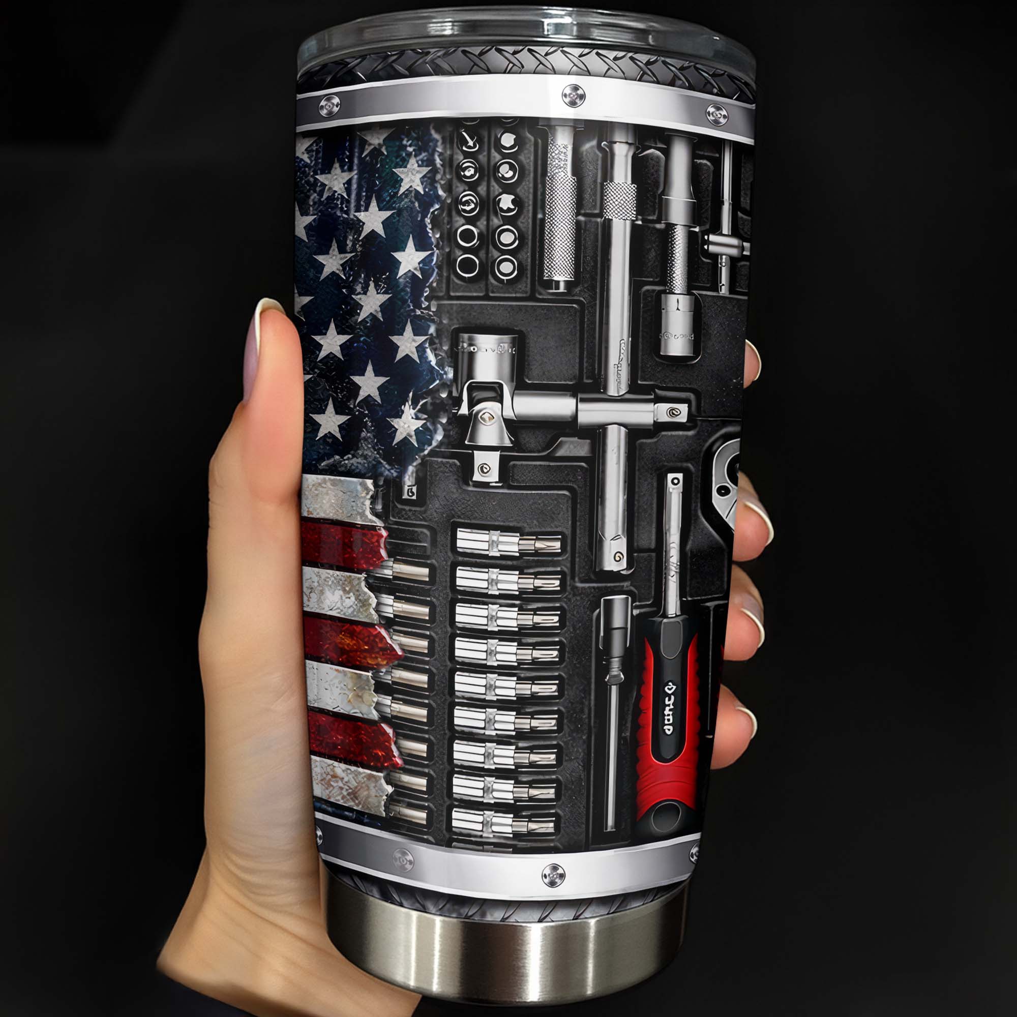 A Master Of His Craft Mechanic Tools And American Flag Design - Personalized Custom Stainless Steel Tumbler 20oz 30oz - JBS131_TB - Image 9