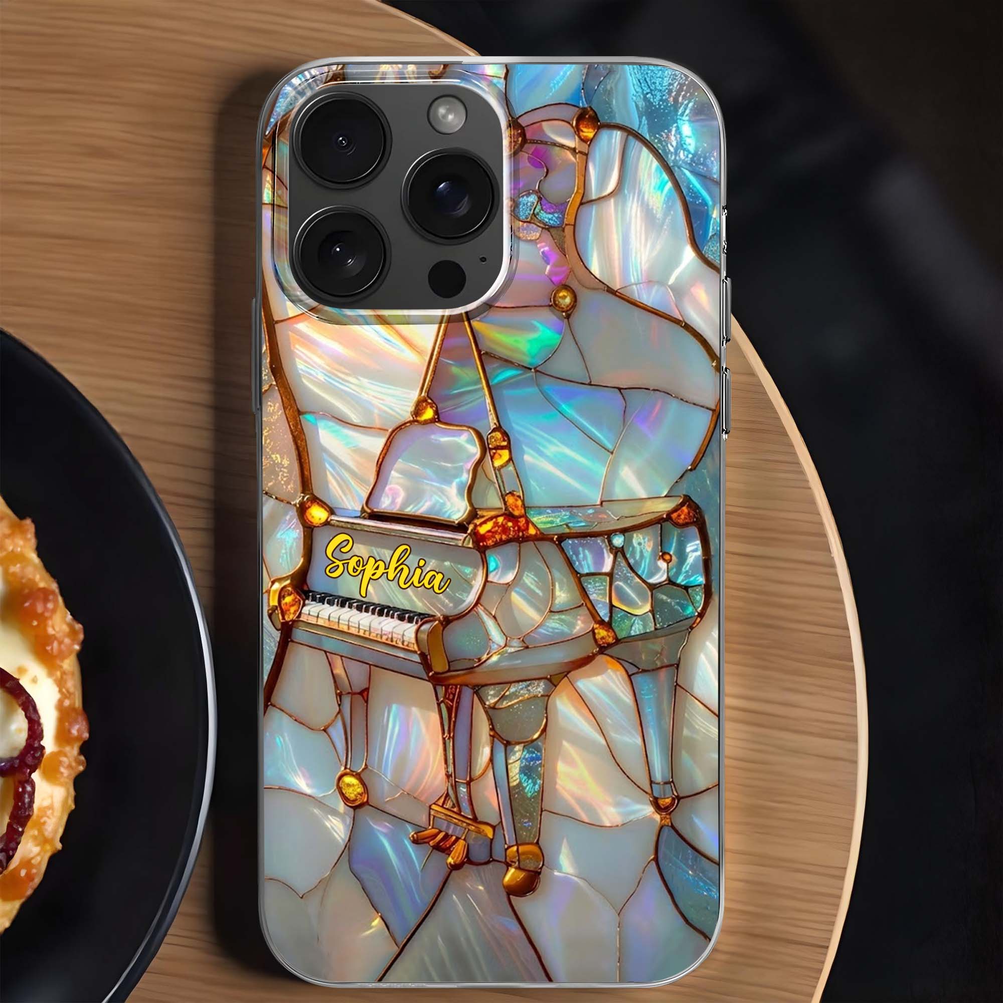 A Melody For The Soul Stained Glass Piano Art - Personalized Clear Phone Case - HOB092_PHC