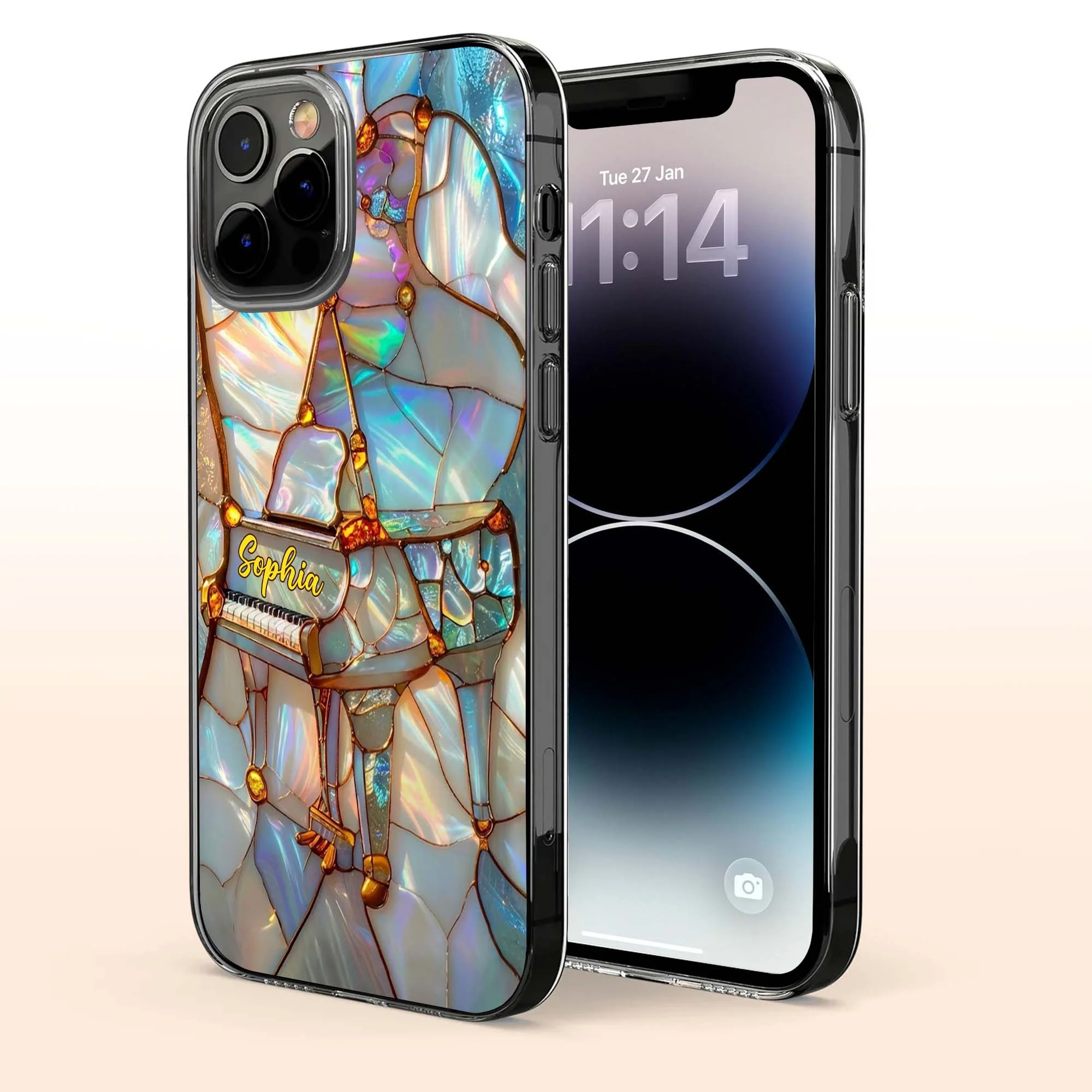 A Melody For The Soul Stained Glass Piano Art - Personalized Clear Phone Case - HOB092_PHC - Image 3