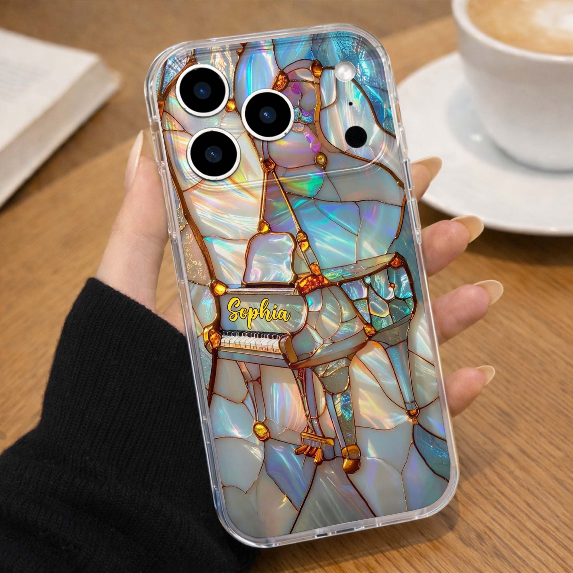 A Melody For The Soul Stained Glass Piano Art - Personalized Clear Phone Case - HOB092_PHC - Image 6