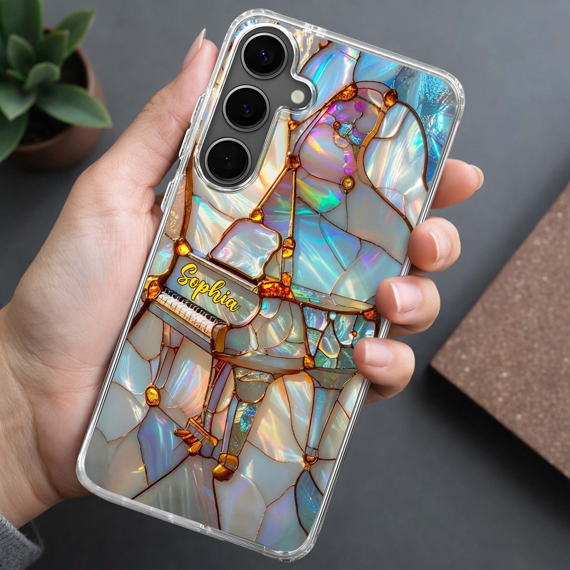 A Melody For The Soul Stained Glass Piano Art - Personalized Clear Phone Case - HOB092_PHC - Image 8