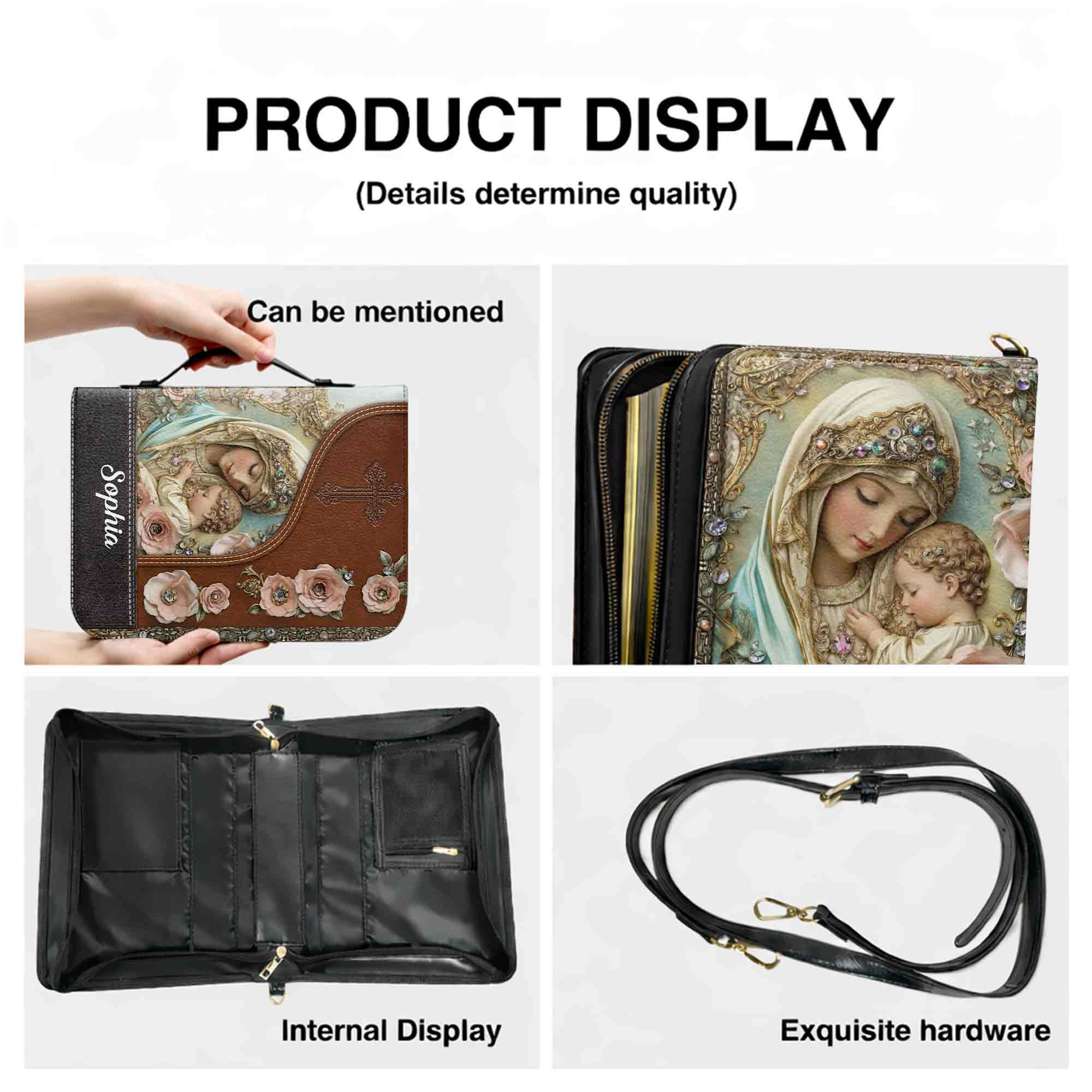 A Mother's Love Reflection Of Grace With Virgin Mary And Flowers - Personalized Custom Bible Cover - FTH139_BIBCO - Image 8