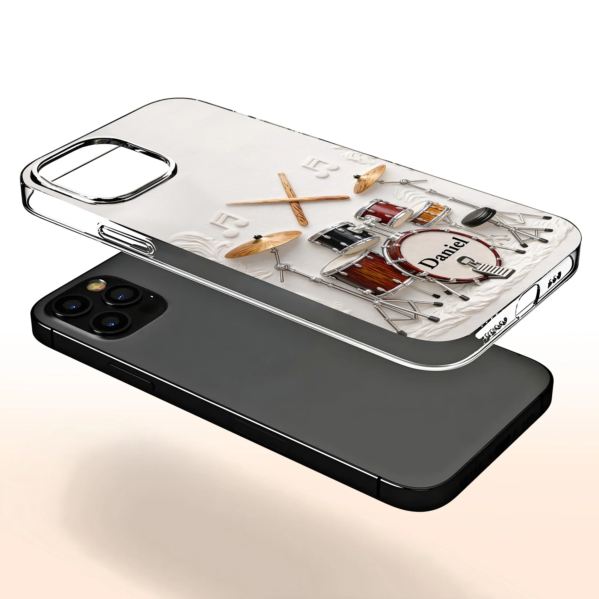 A Passion For Rhythm With 3D Drum Kit And Musical Notes - Personalized Clear Phone Case - JBS135_PHC - Image 4