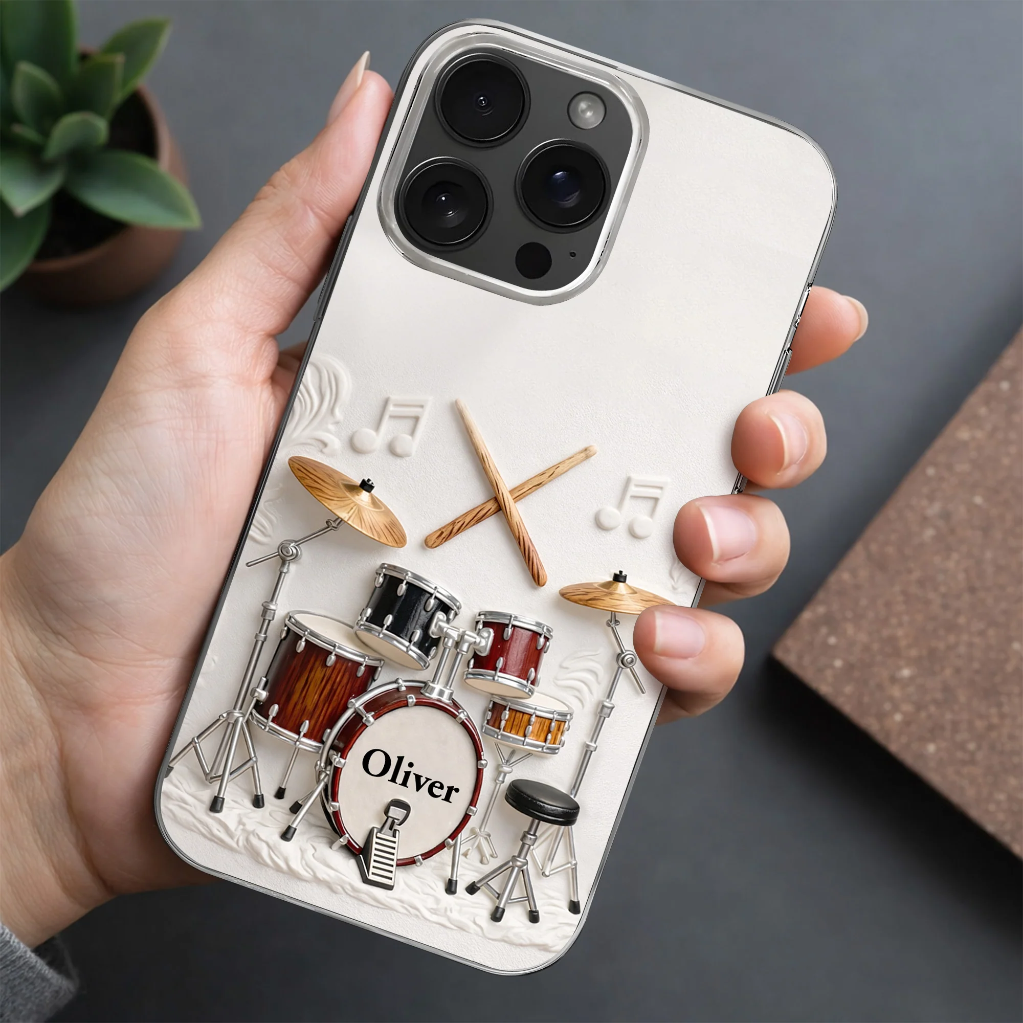 A Passion For Rhythm With 3D Drum Kit And Musical Notes - Personalized Clear Phone Case - JBS135_PHC - Image 5