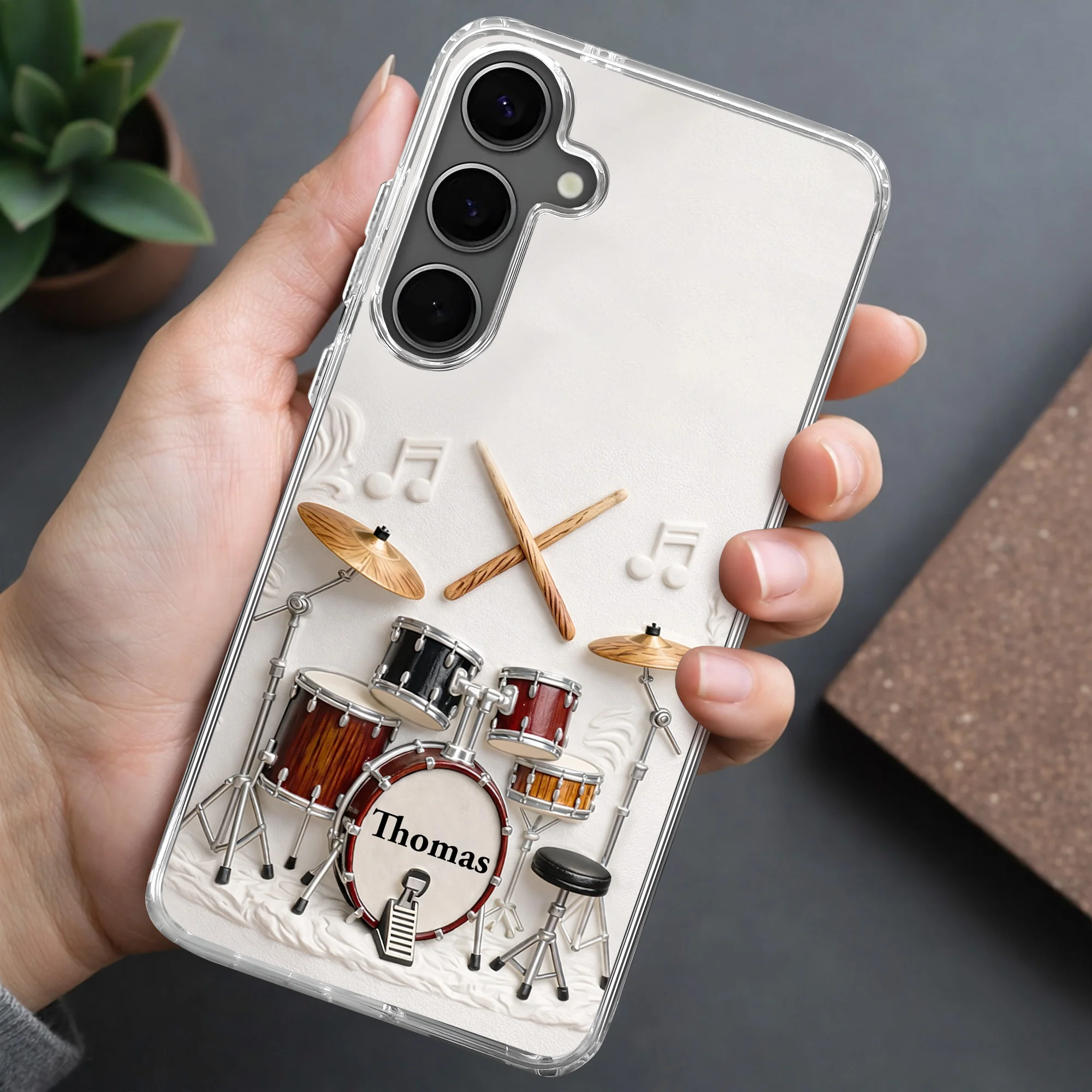 A Passion For Rhythm With 3D Drum Kit And Musical Notes - Personalized Clear Phone Case - JBS135_PHC - Image 8