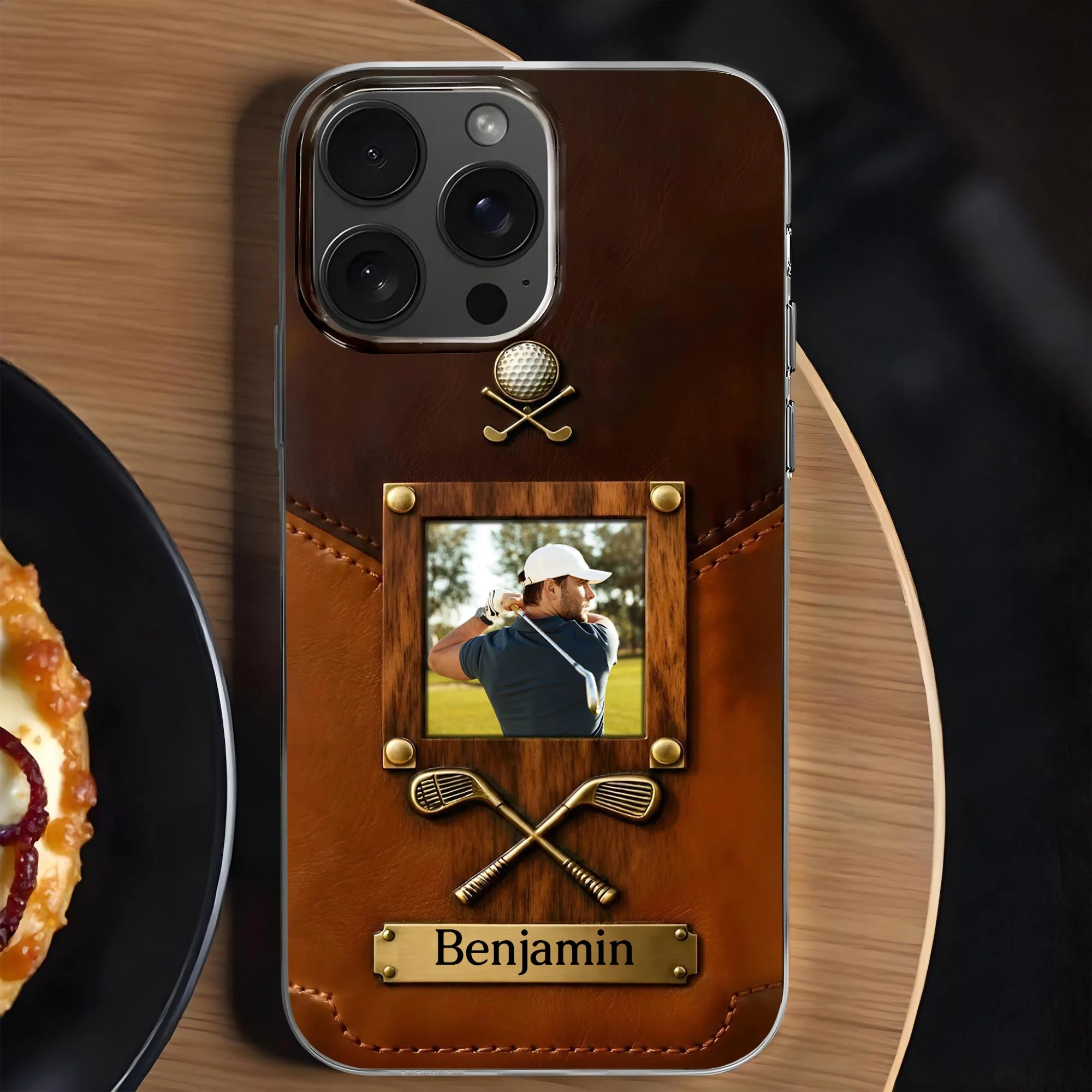 A Passion For The Game Swing For The Soul Leather Style Golf Clubs - Personalized Clear Phone Case - GOLF021_PHC