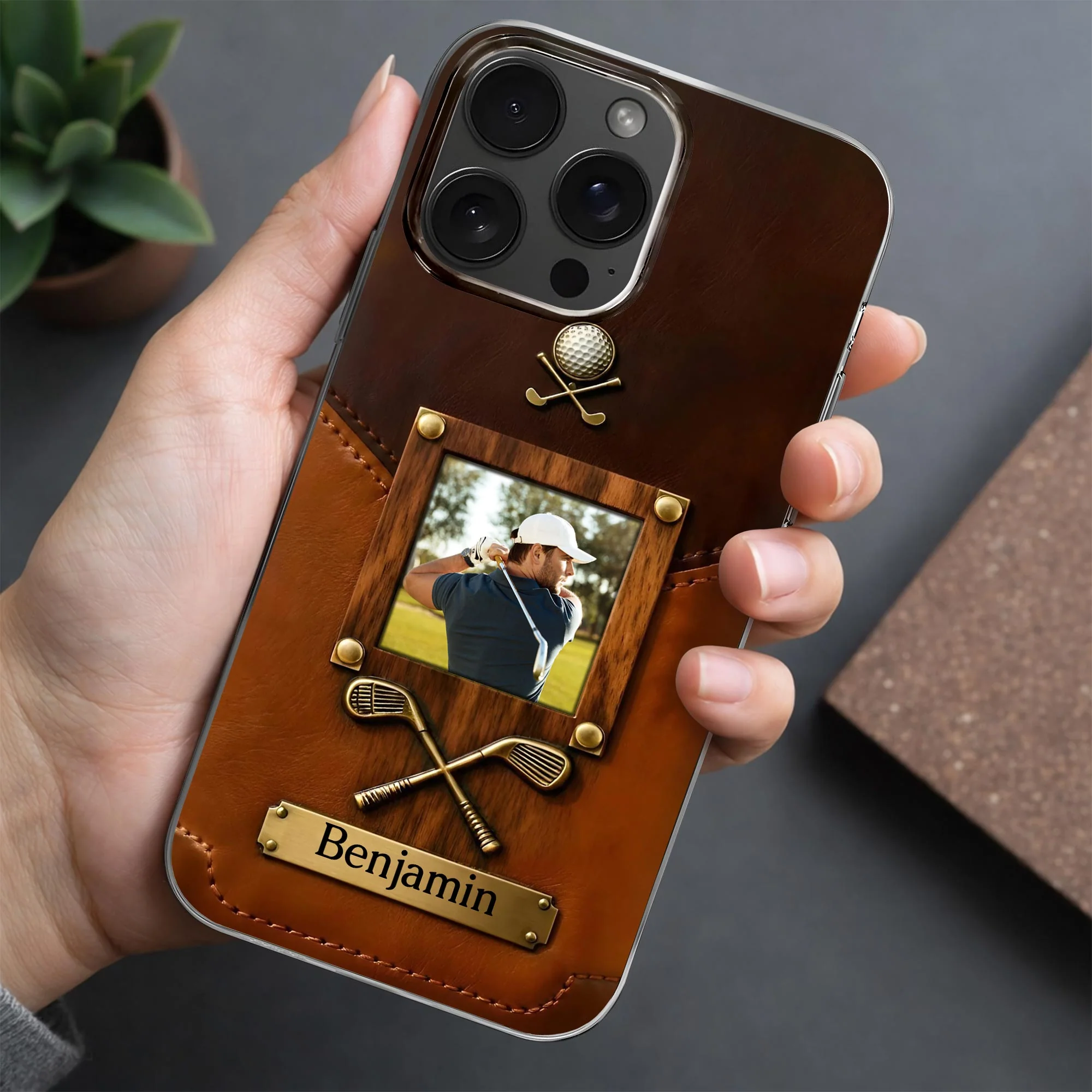 A Passion For The Game Swing For The Soul Leather Style Golf Clubs - Personalized Clear Phone Case - GOLF021_PHC - Image 5