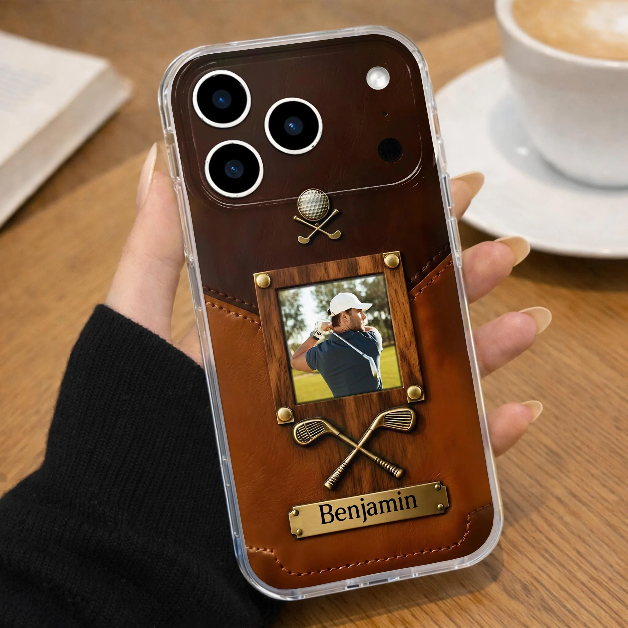 A Passion For The Game Swing For The Soul Leather Style Golf Clubs - Personalized Clear Phone Case - GOLF021_PHC - Image 6