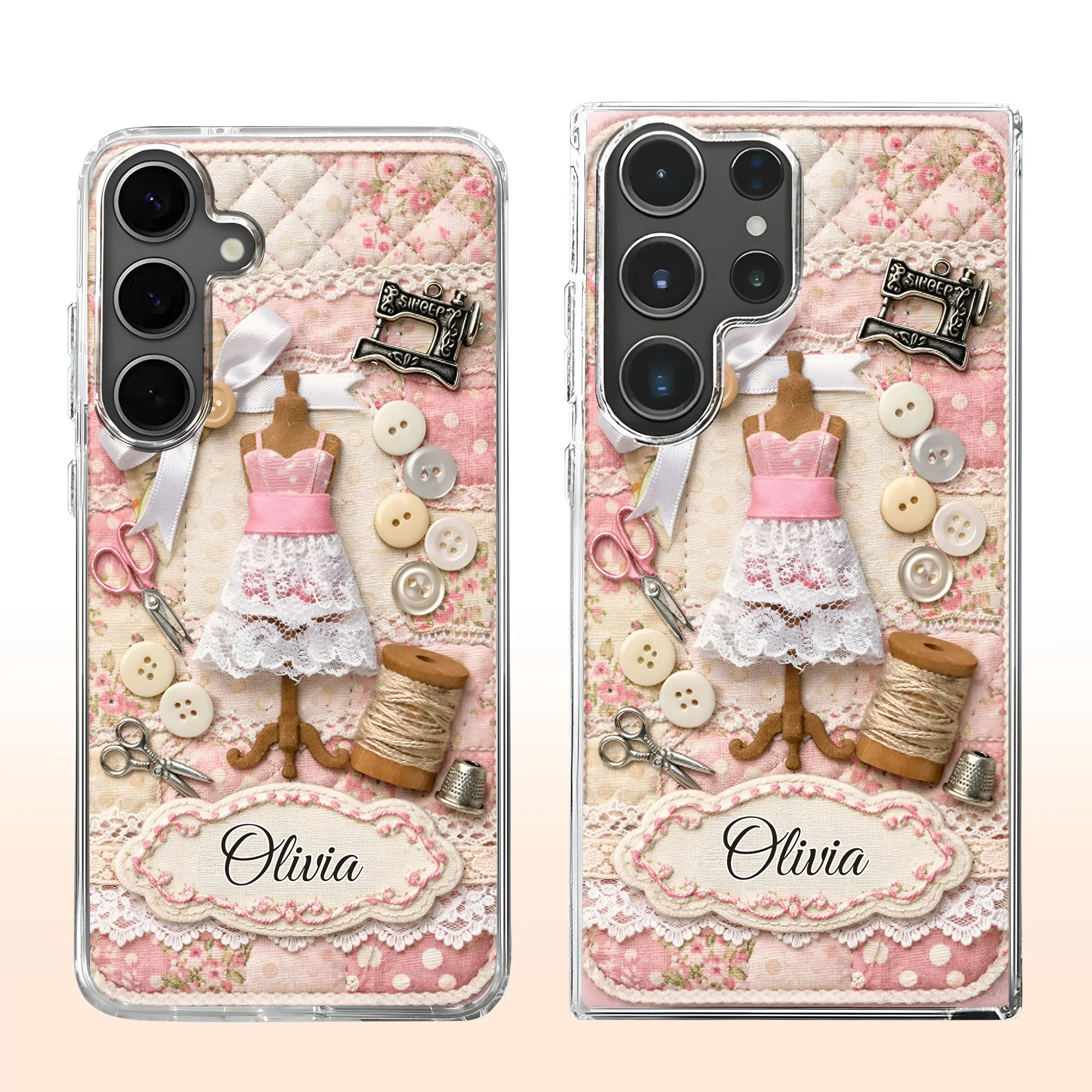 A Seamstress Works With Threads Of Love Sewing Machine And Buttons - Personalized Clear Phone Case - HAND027_PHC - Image 9