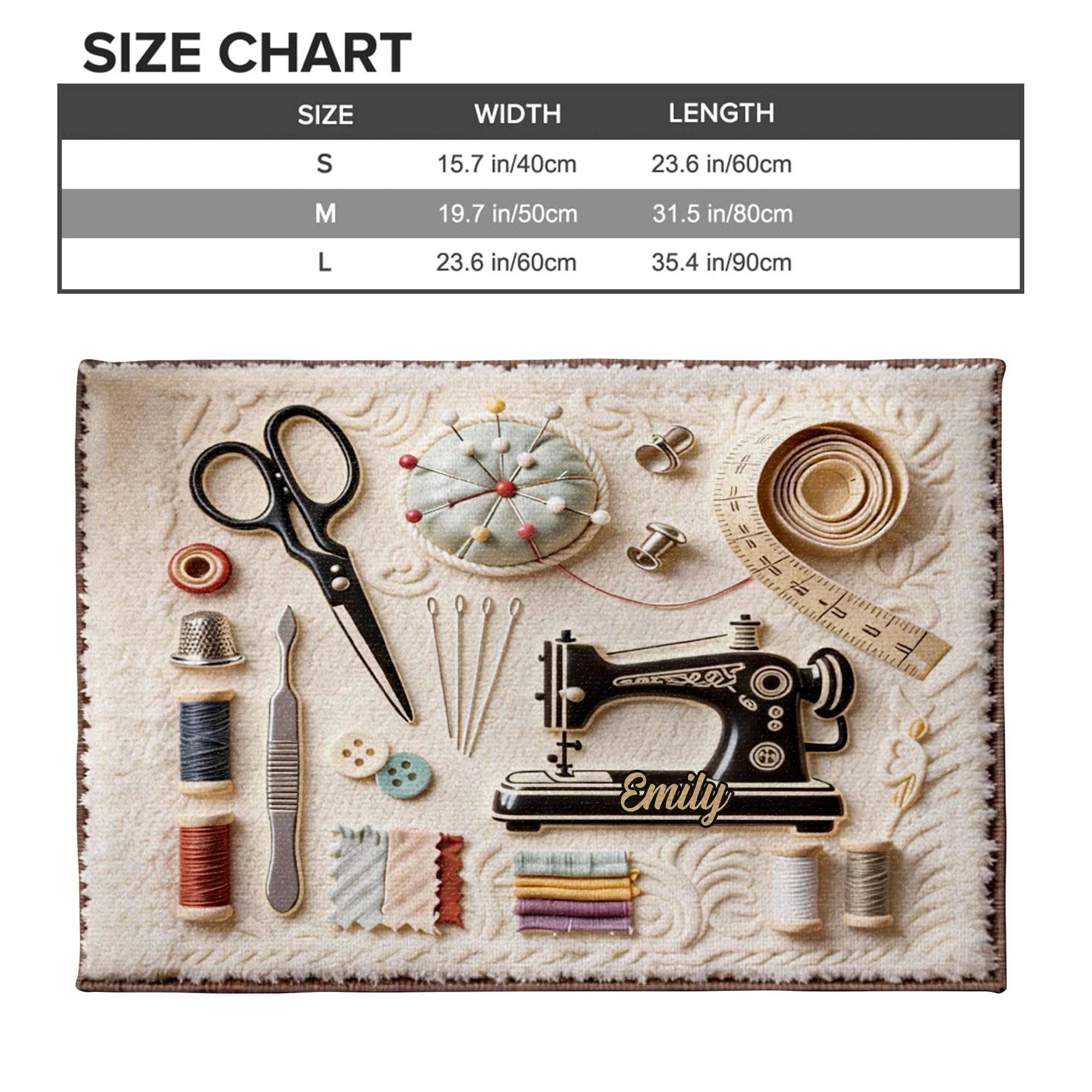 A Sewing Room Filled With Love Featuring Sewing Machine And Crafting Tools - Personalized Custom Doormat - HAND033_DRM - Image 3