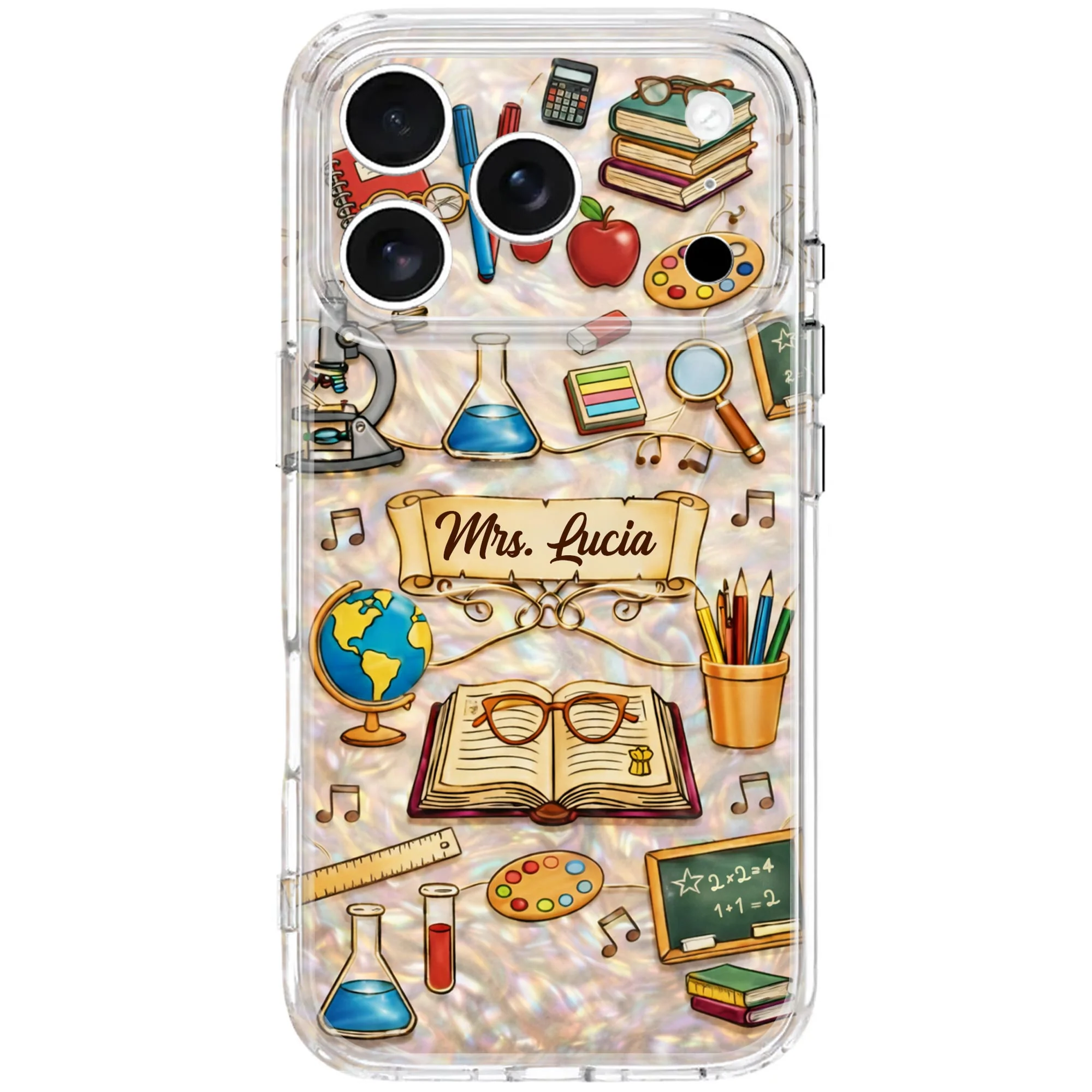 A Teacher Inspires Books Microscope Globe And School Supplies - Personalized Clear Phone Case - TEACH073_PHC - Image 10