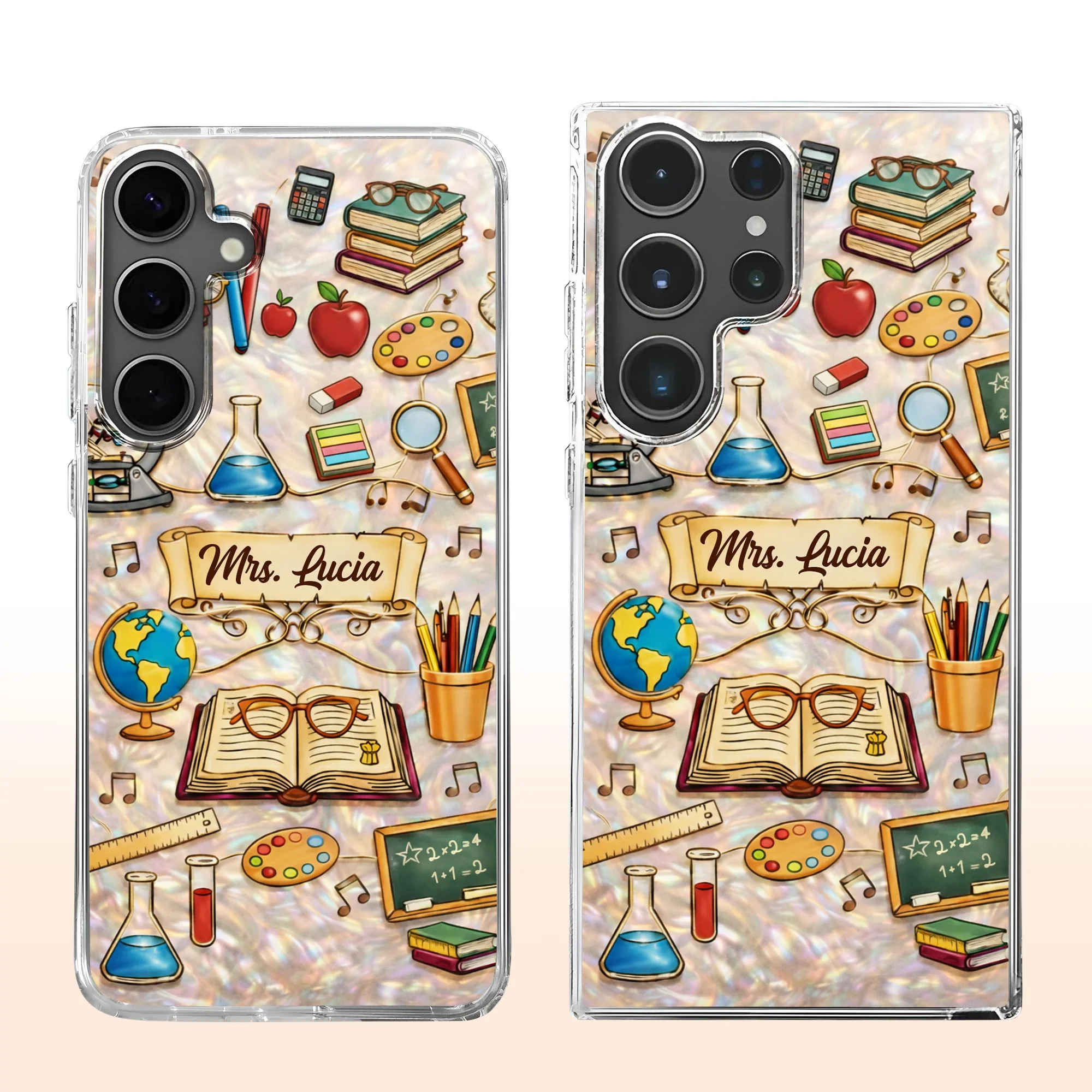 A Teacher Inspires Books Microscope Globe And School Supplies - Personalized Clear Phone Case - TEACH073_PHC - Image 9