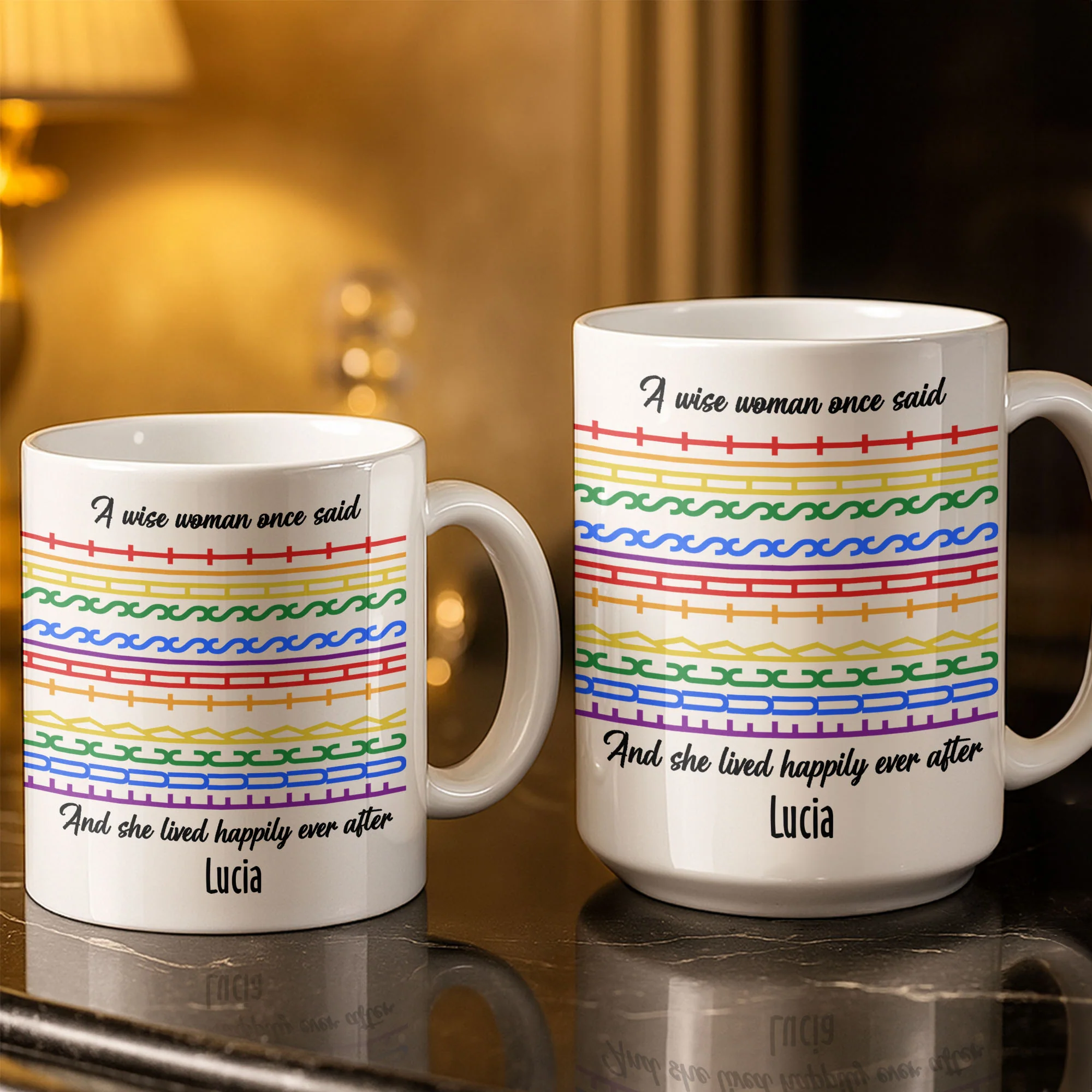 A Wise Woman Once Said Happily Ever After Colorful Embroidery Pattern - Personalized Custom Coffee Mug - DTG039_MG - Image 3